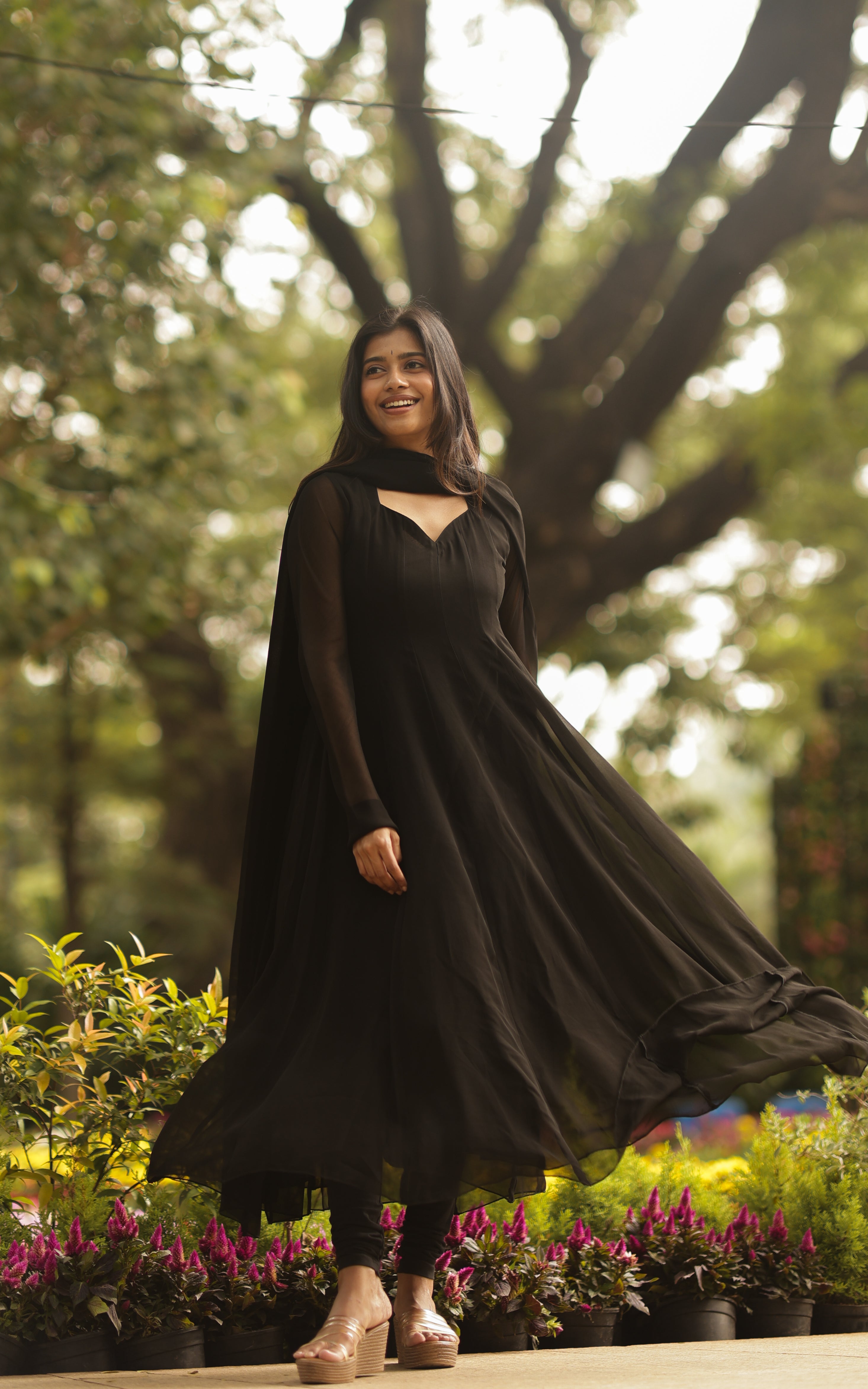 Georgette anarkali with Cotton Lining and Georgette dupatta