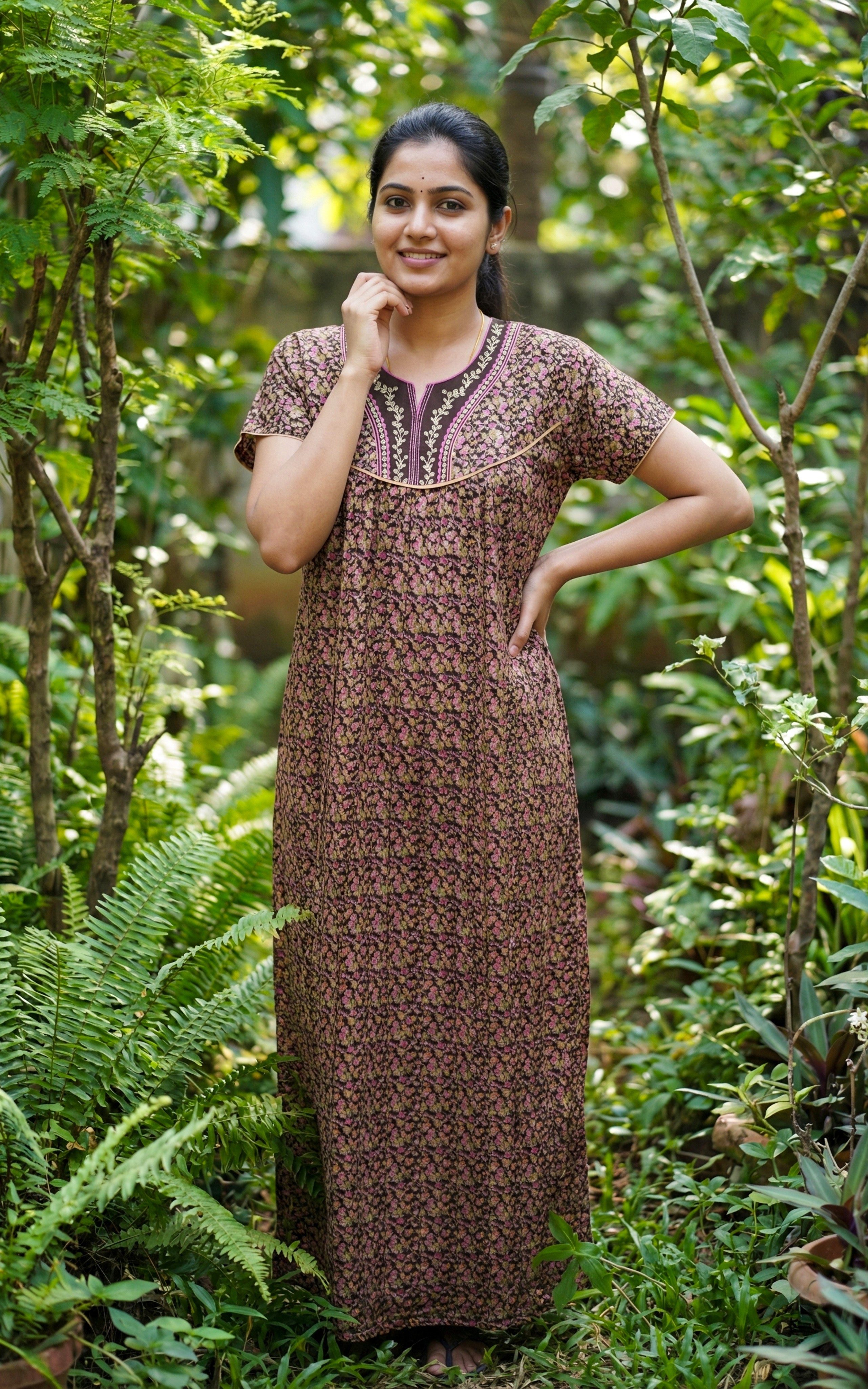 Comfortable printed cotton nighty for women