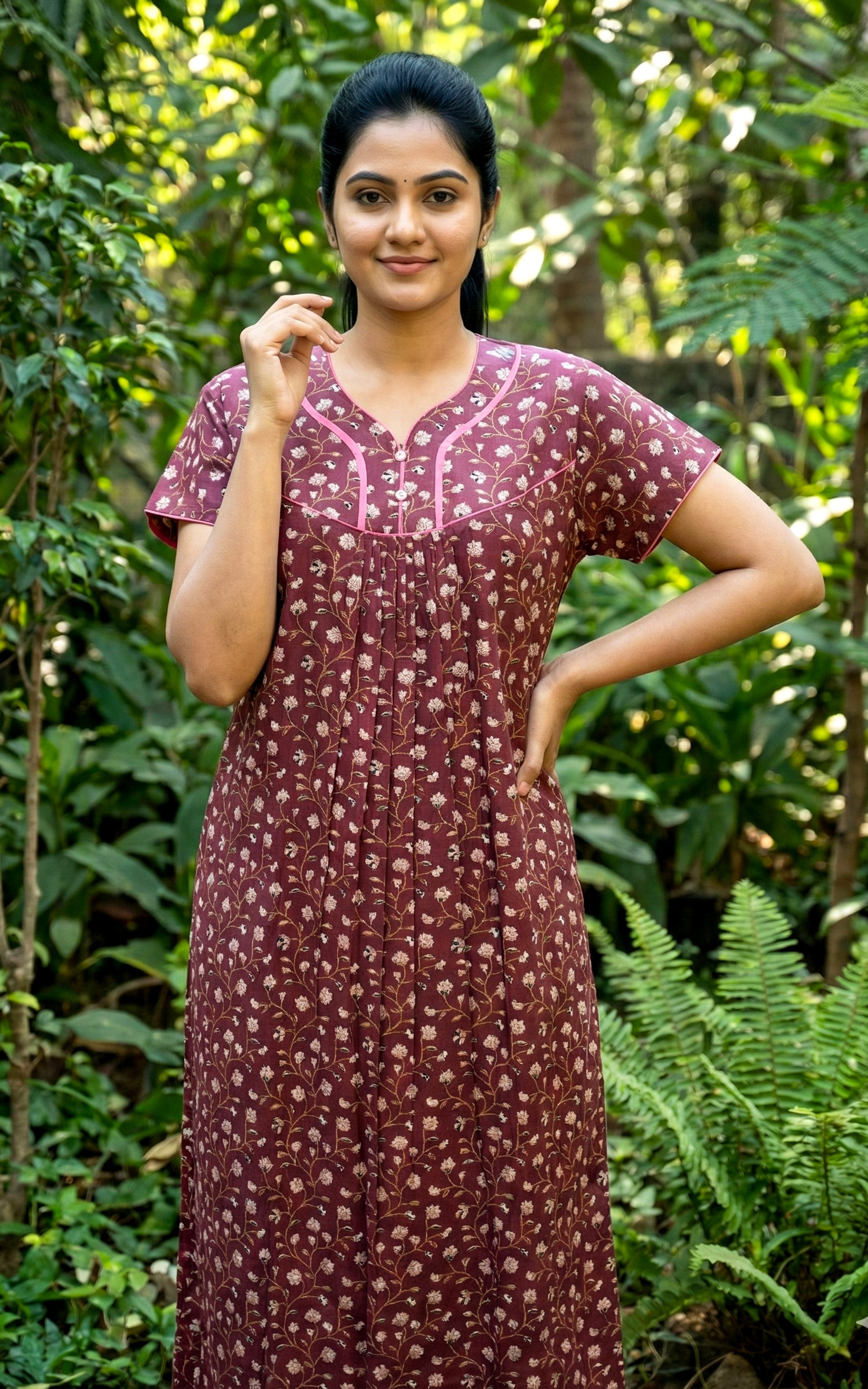 Comfortable printed cotton nighty for women