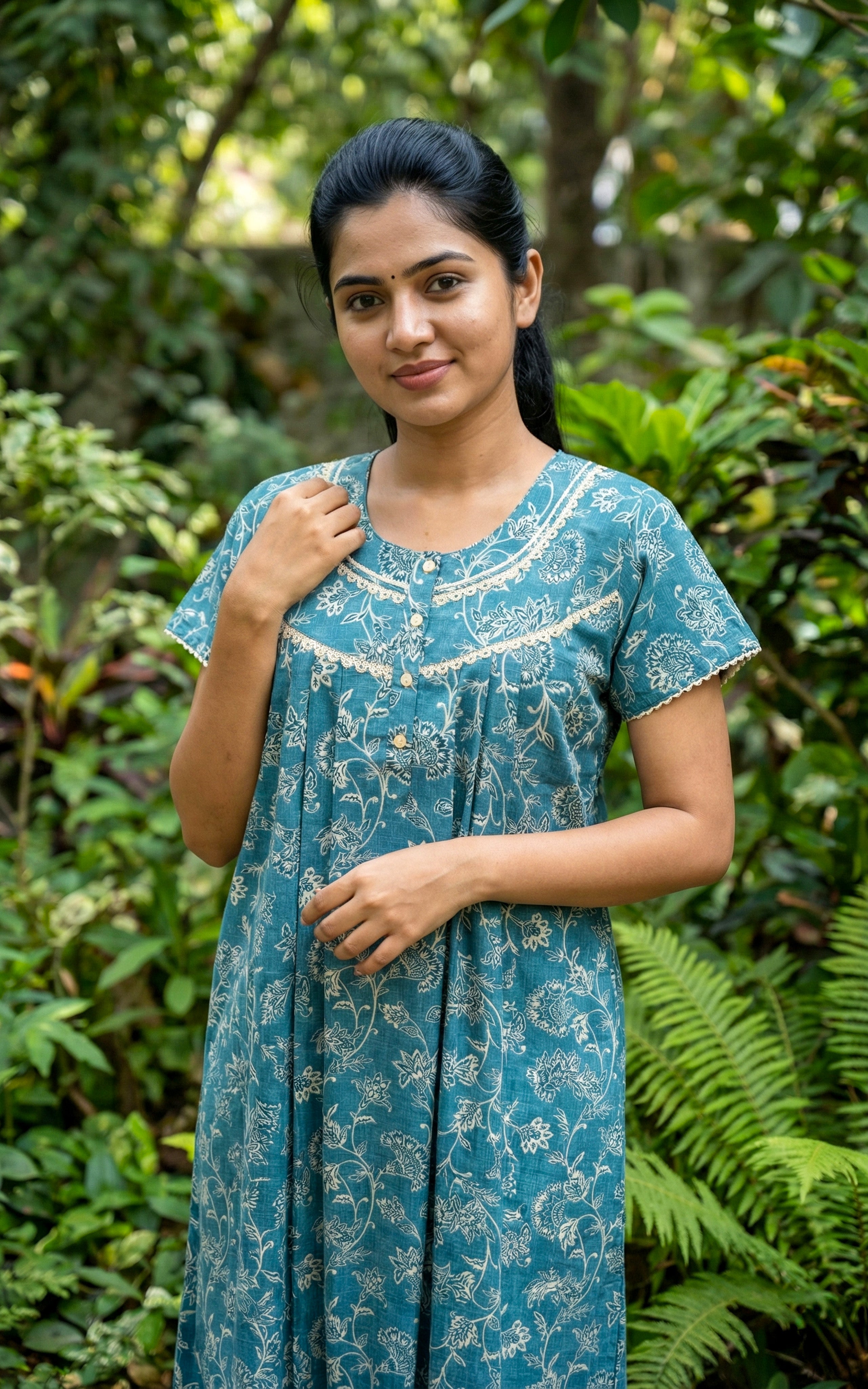 Comfortable printed cotton nighty for women