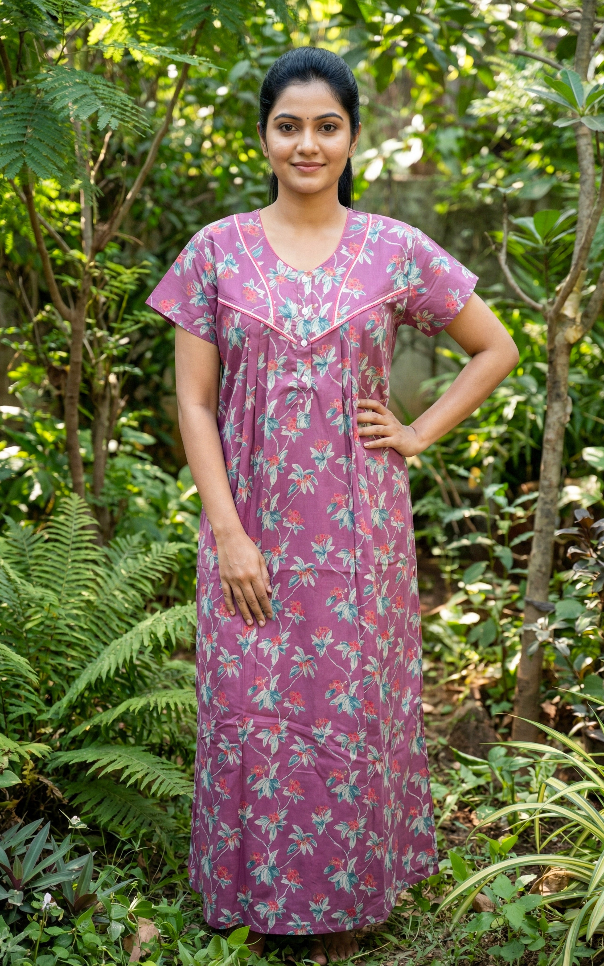 Comfortable printed cotton nighty for women