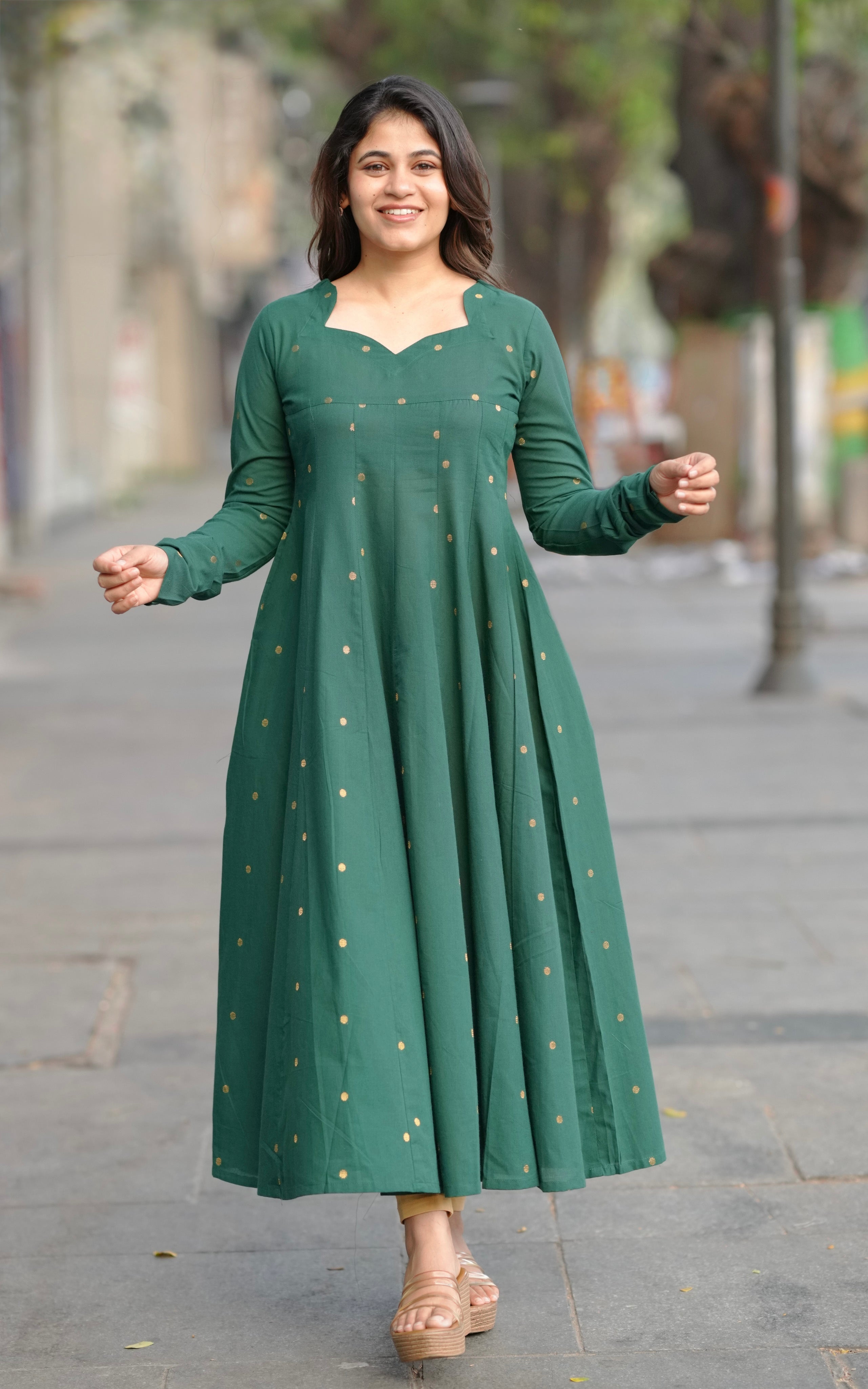 Traditional Zari Butta Anarkali for Women