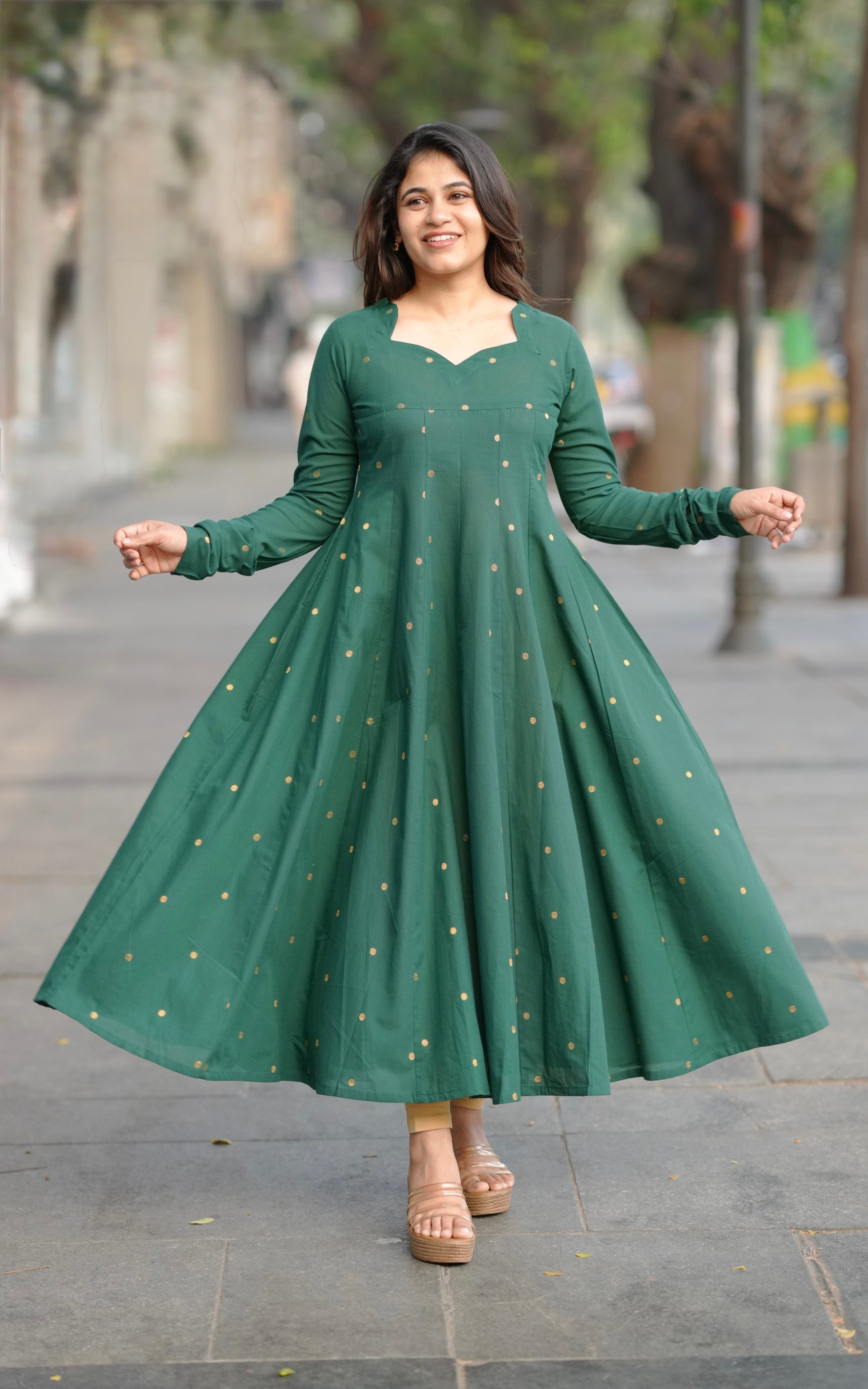 Zari Butta Anarkali Dress for Women