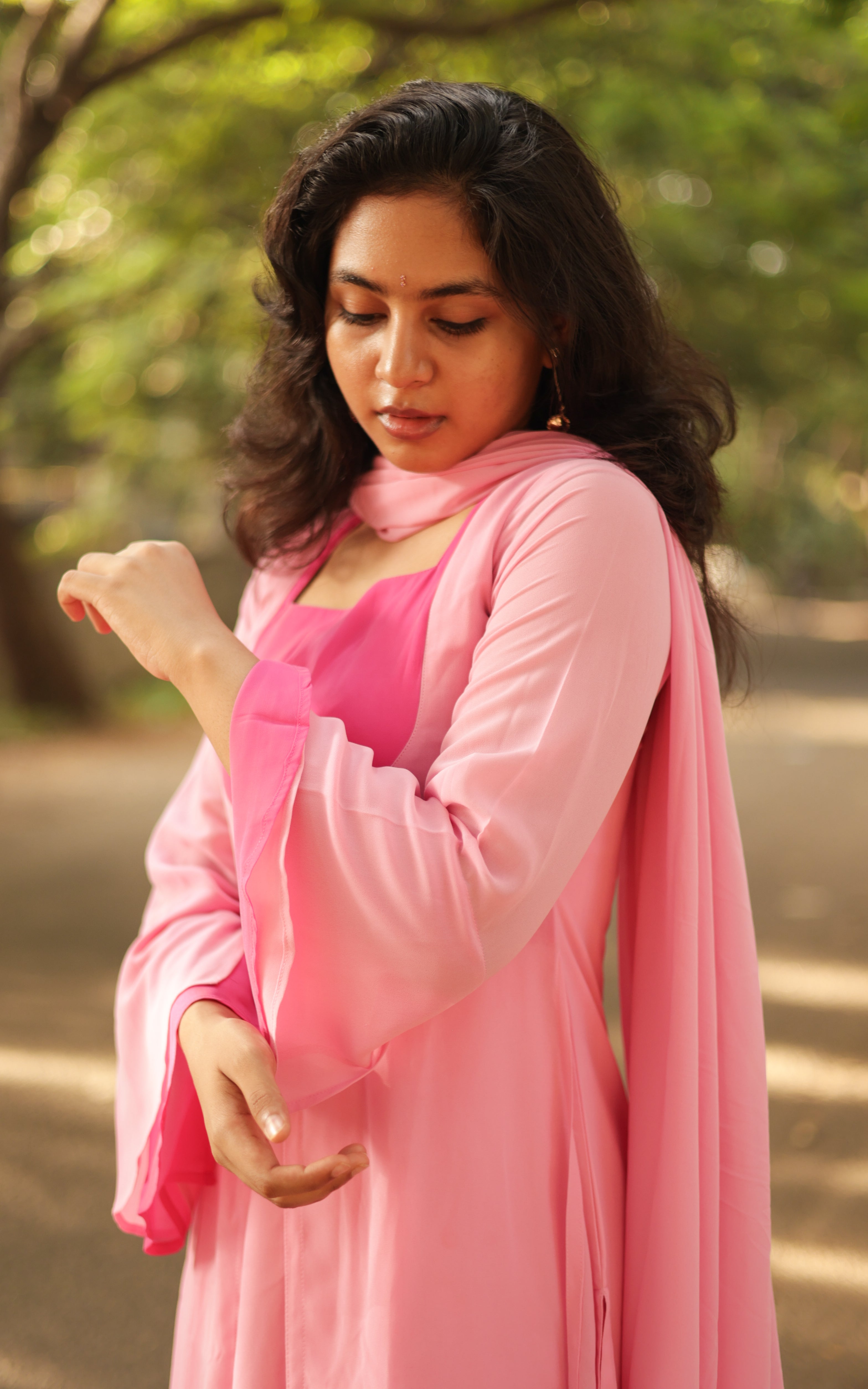 Instore - Pink Georgette Kurti with Side Slit - Trending Women's Ethnic Wear