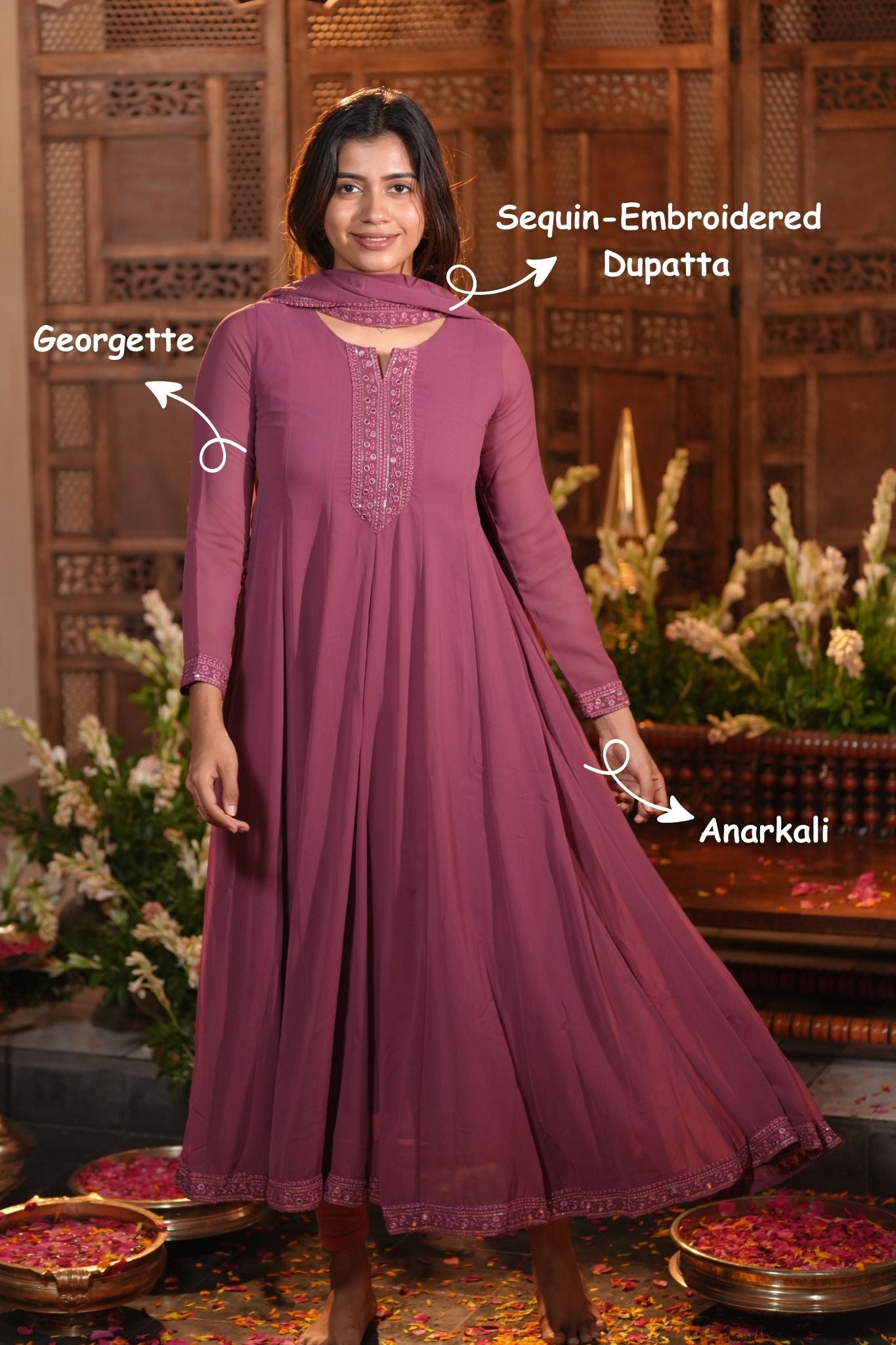 Matheesha Onion Pink (Kurti+Dupatta)