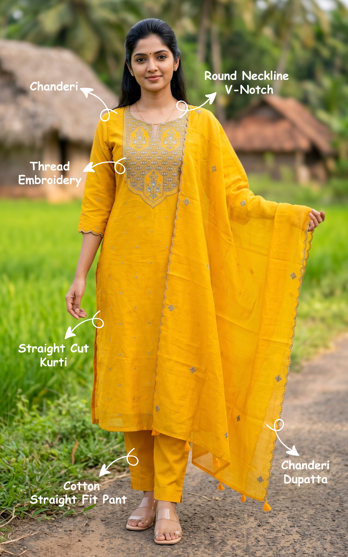 Harini Mustard (Kurti+Pant+Dupatta)
