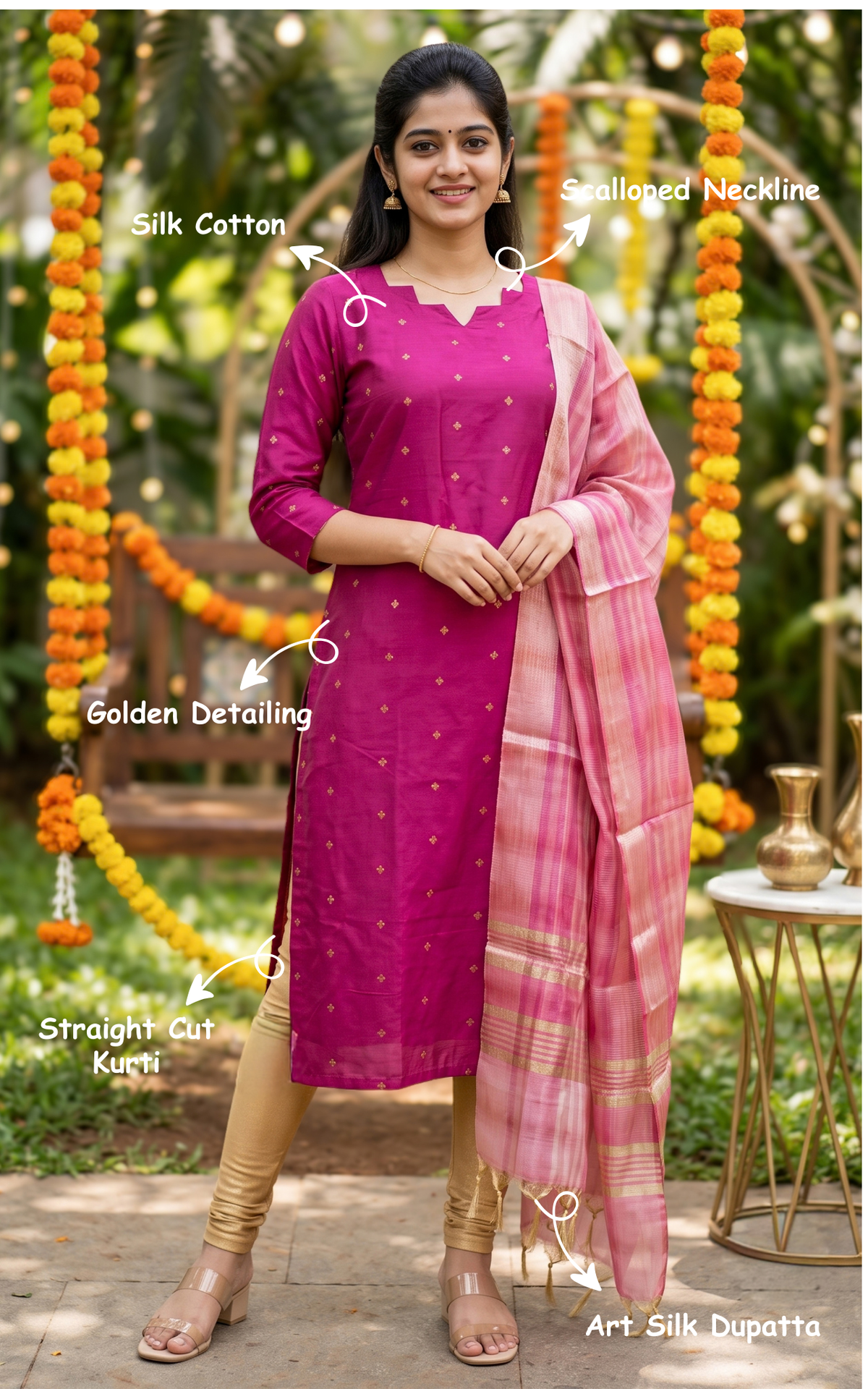 Amrut Magenta (Kurti+Dupatta)