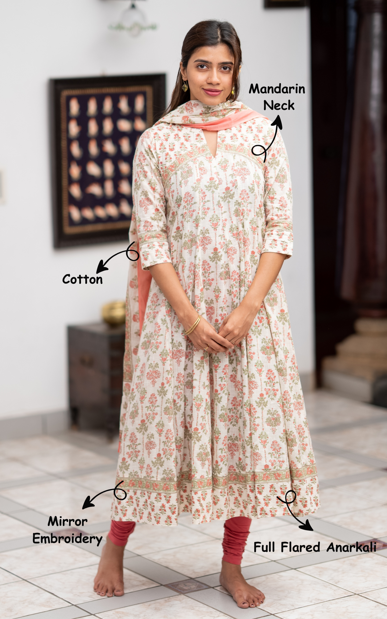 Atharvina Peach (Kurti+Dupatta)