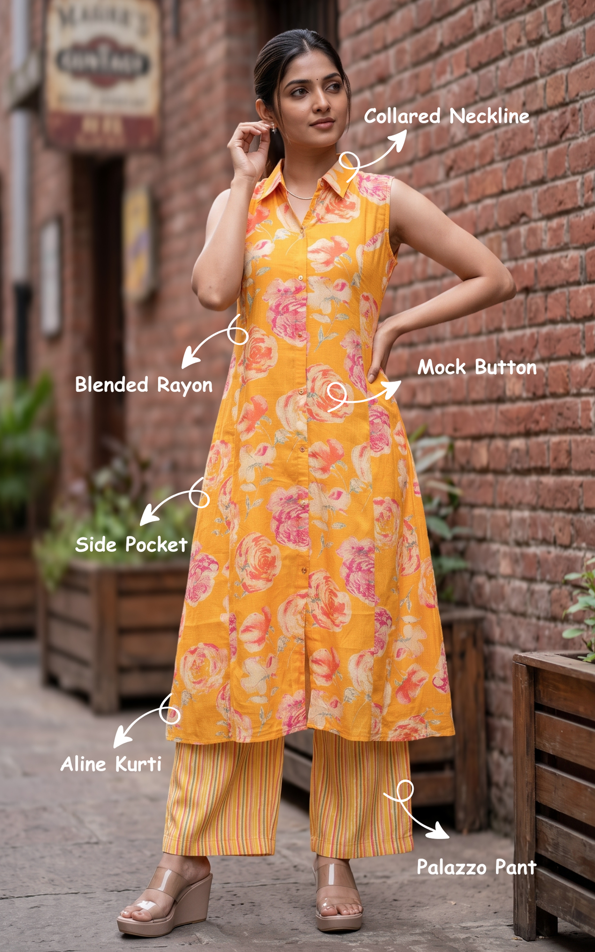 Gajra Yellow (Kurti+Pant)