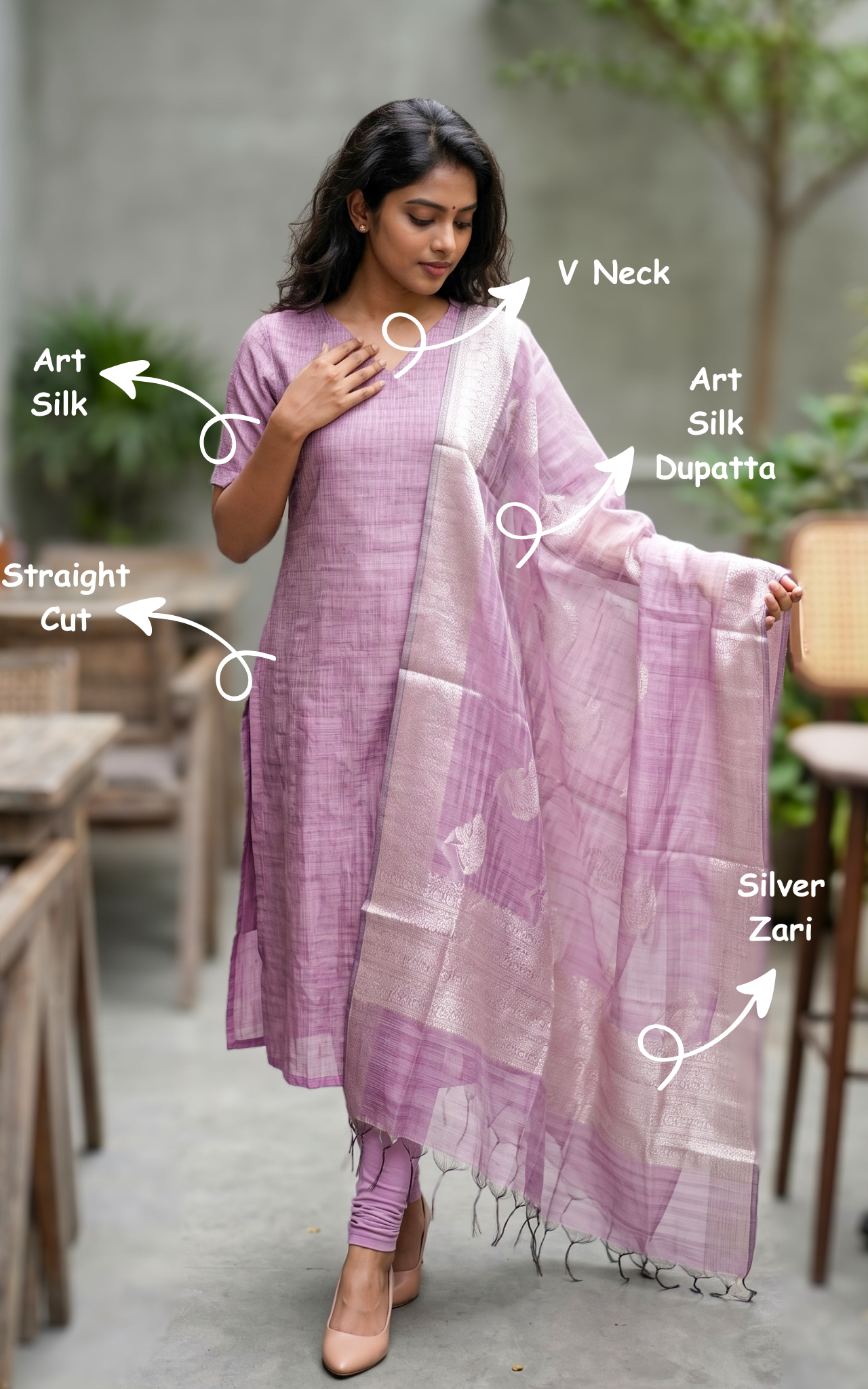 party wear kurti with zari dupatta