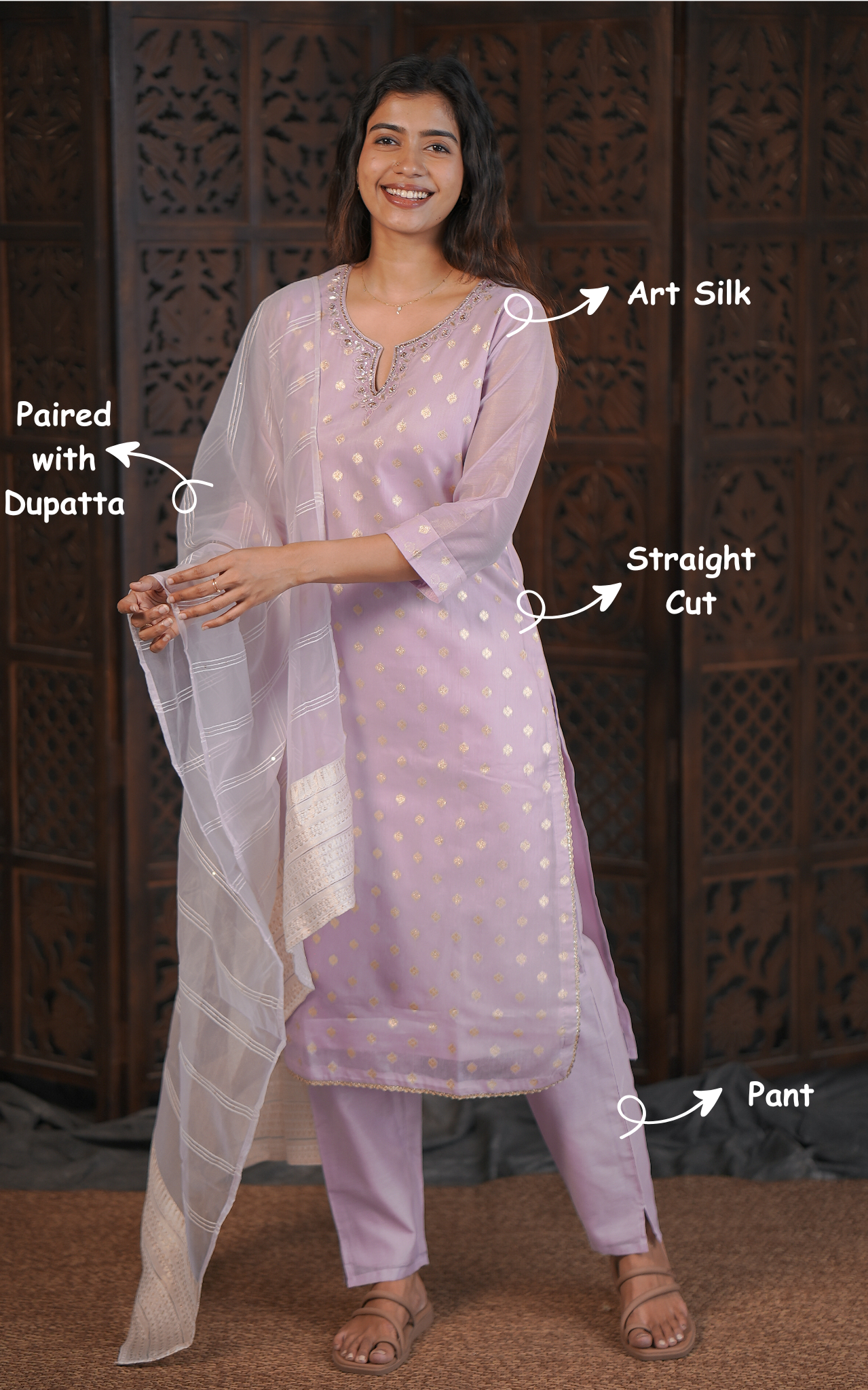 Stylish zari butta art silk kurti for women
Comfortable and trendy art silk kurti set for women
