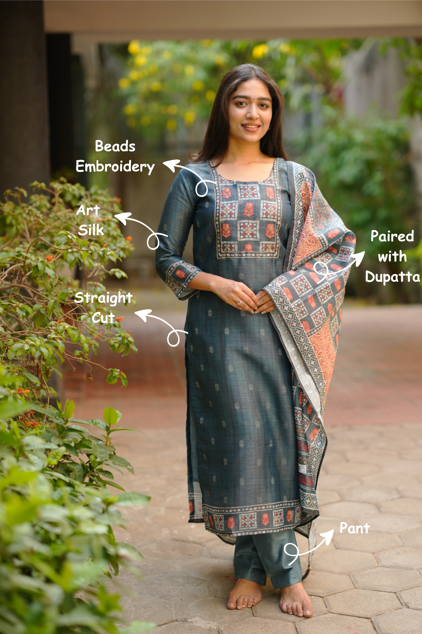 Traditional Kurti Pant Dupatta Set for Women
Party Wear Art Silk Kurti Set for Women