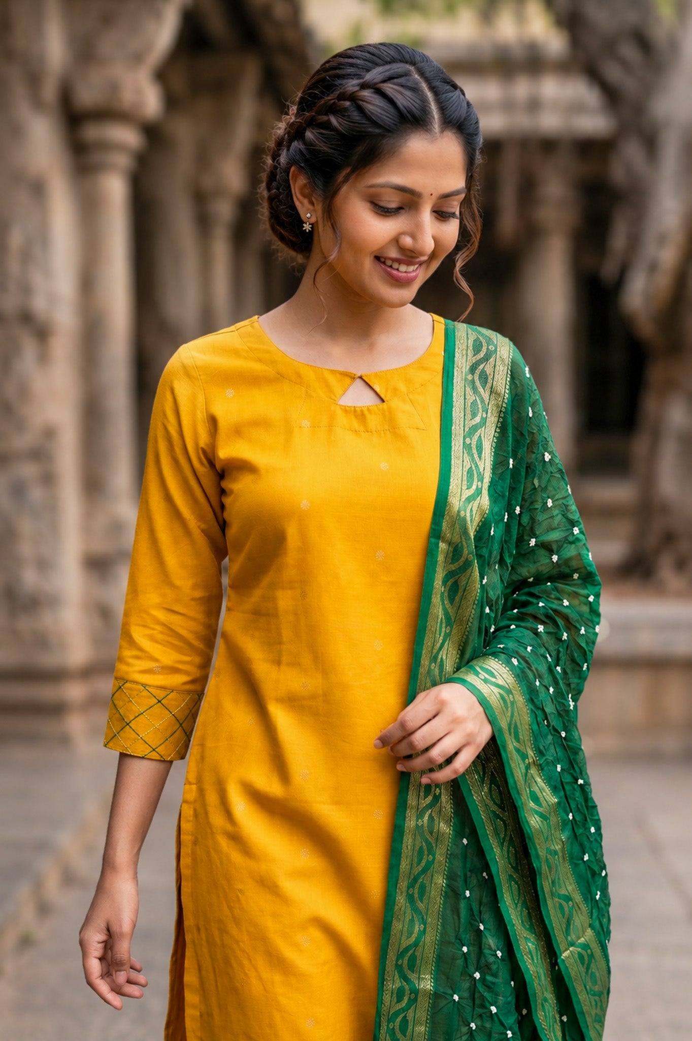 Subiksha Mustard (Kurti+Dupatta)