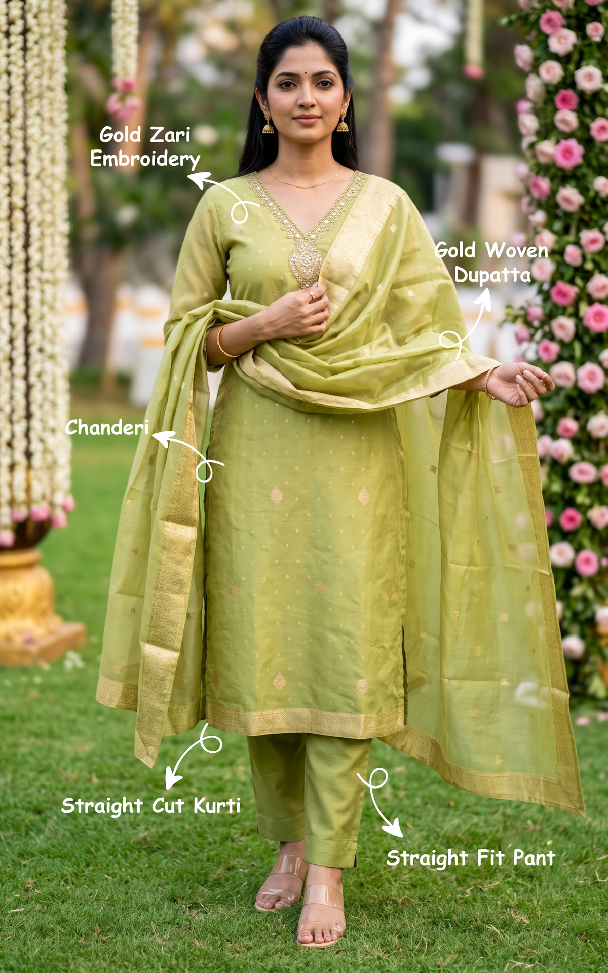 Aarthika Pista Green (Kurti+Pant+Dupatta)