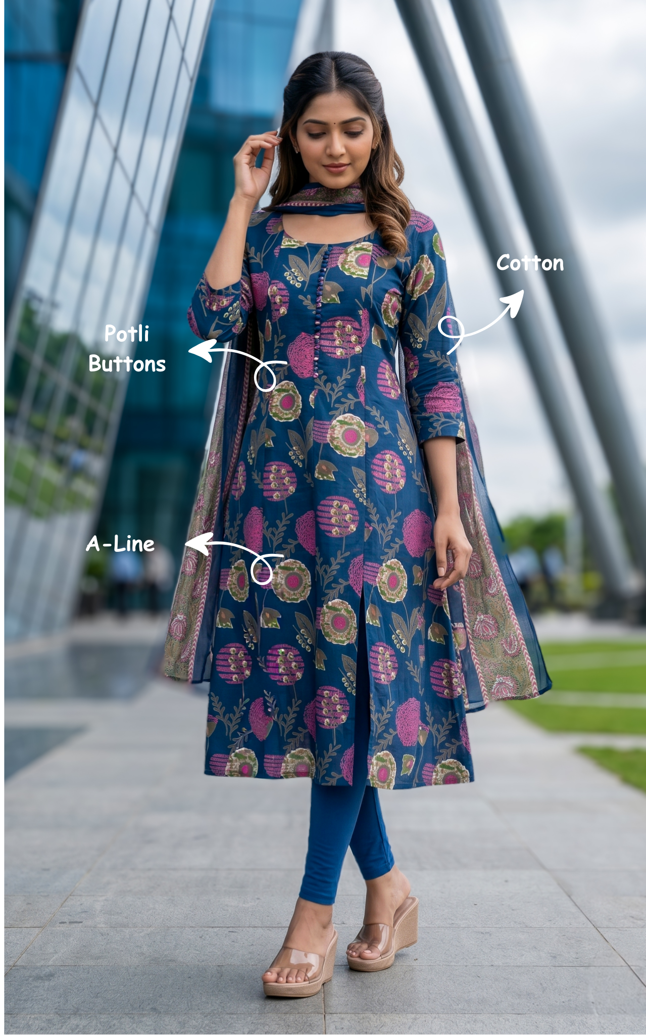 Saleema A (Kurti+Dupatta)