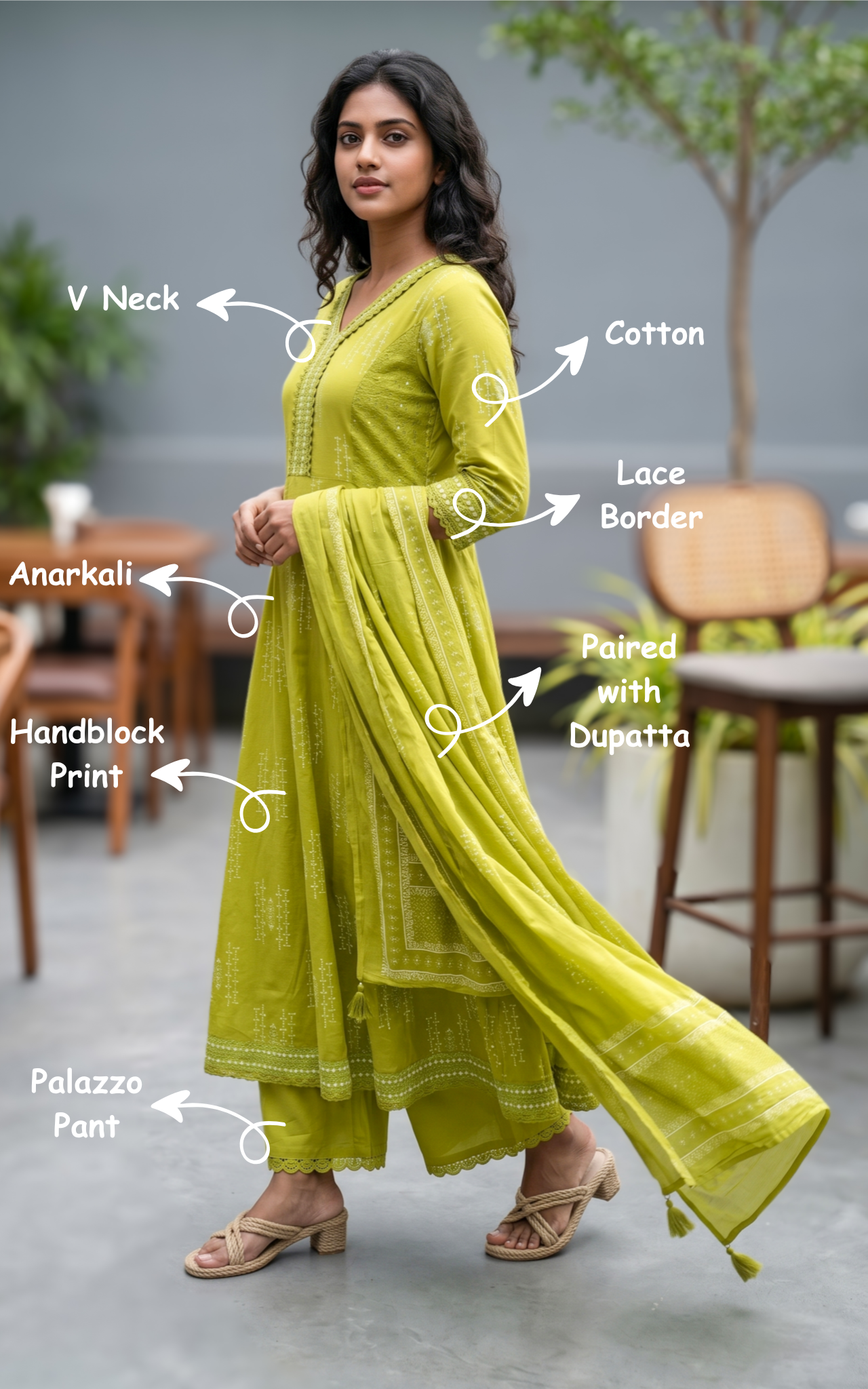 traditional handblock print kurti set