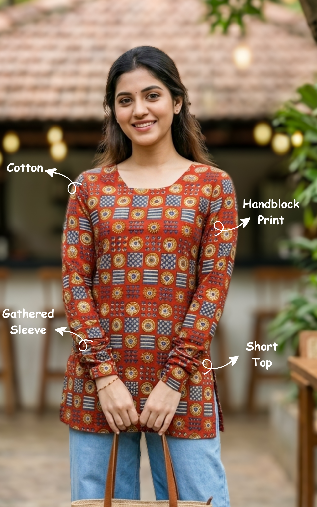 Comfortable handblock printed kurti
Trendy short kurti with gathered sleeves
Lightweight cotton kurti for women