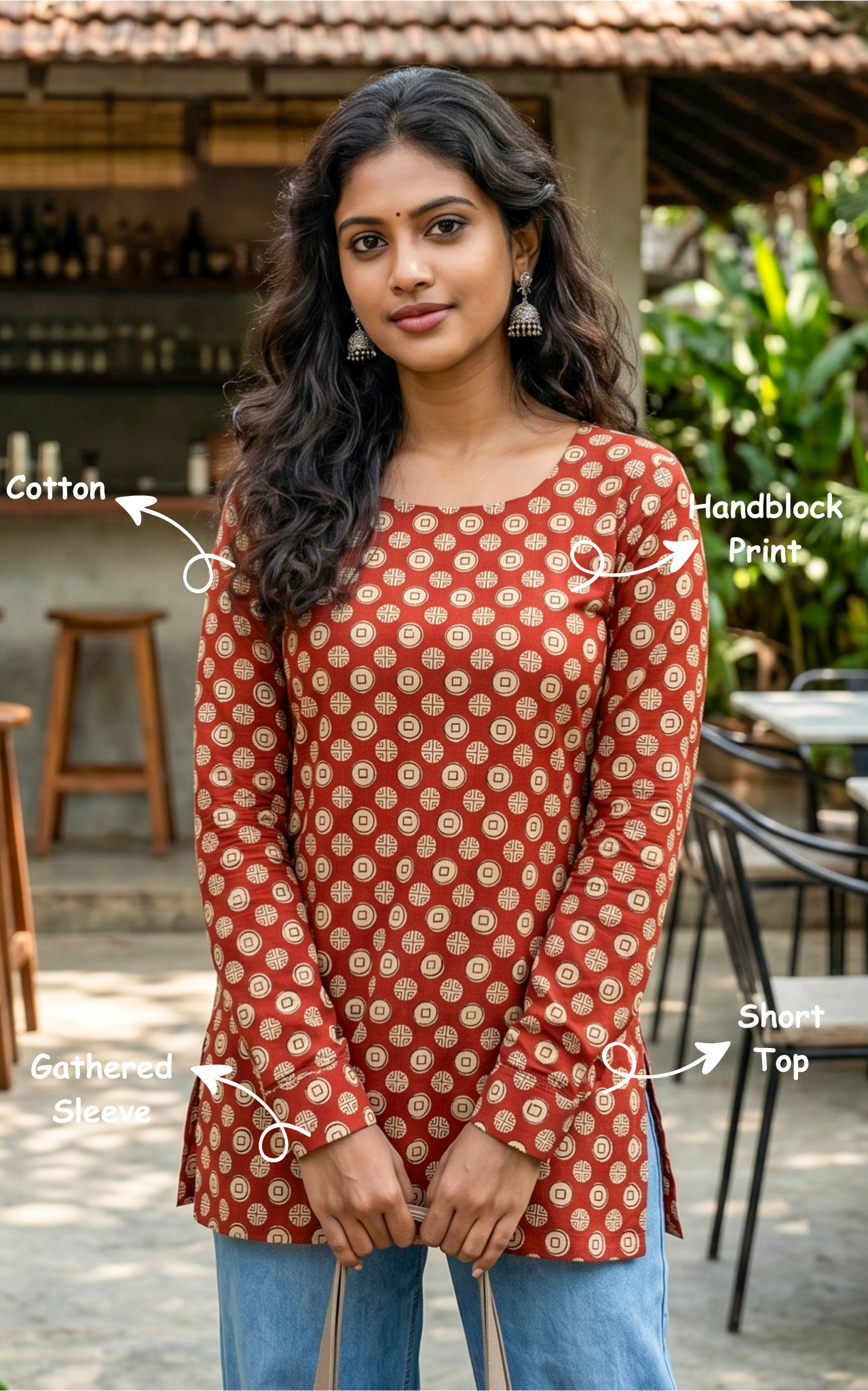 Stylish back design kurti
Comfortable handblock printed kurti