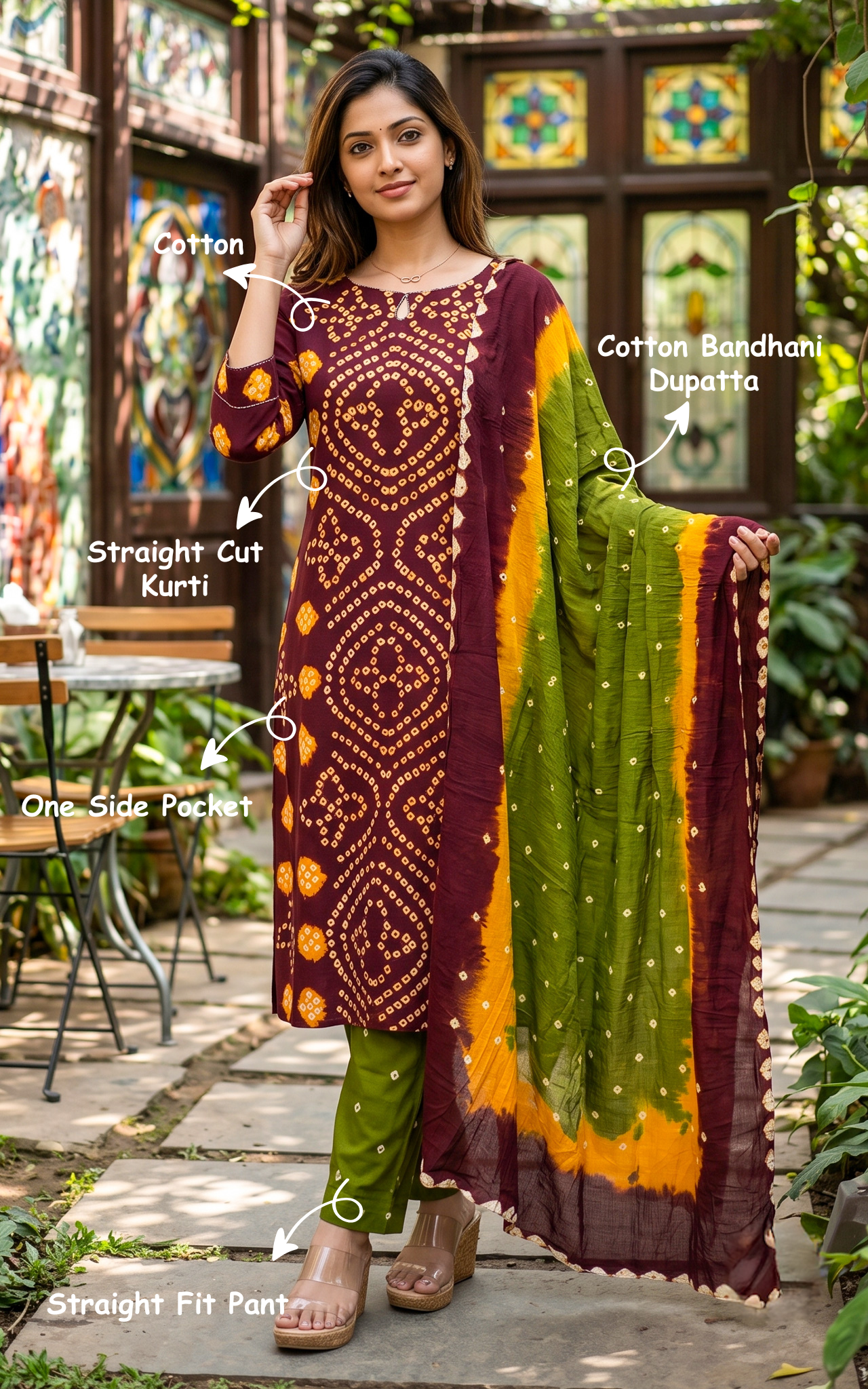 Rithushka Deep Brwon (Kurti+Pant+Dupatta)