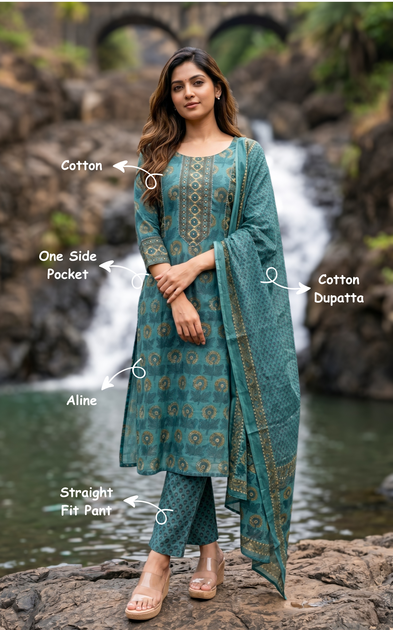 Vaitheeshwari Green (Kurti+Pant+Dupatta)