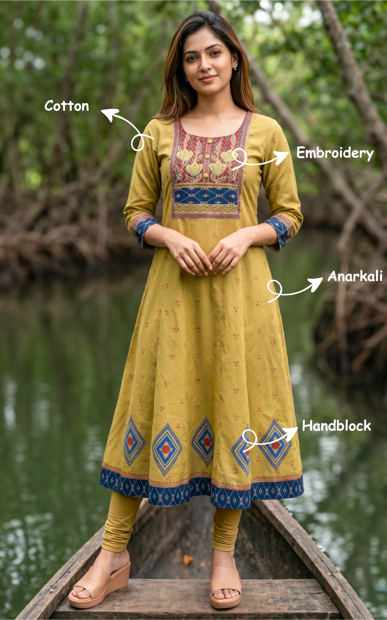 Instore – Mustard Olive Green Casual Wear Cotton Kurti for Women – Ethnic Wear