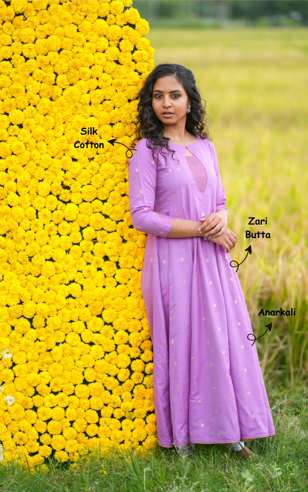 Silk cotton Anarkali for women