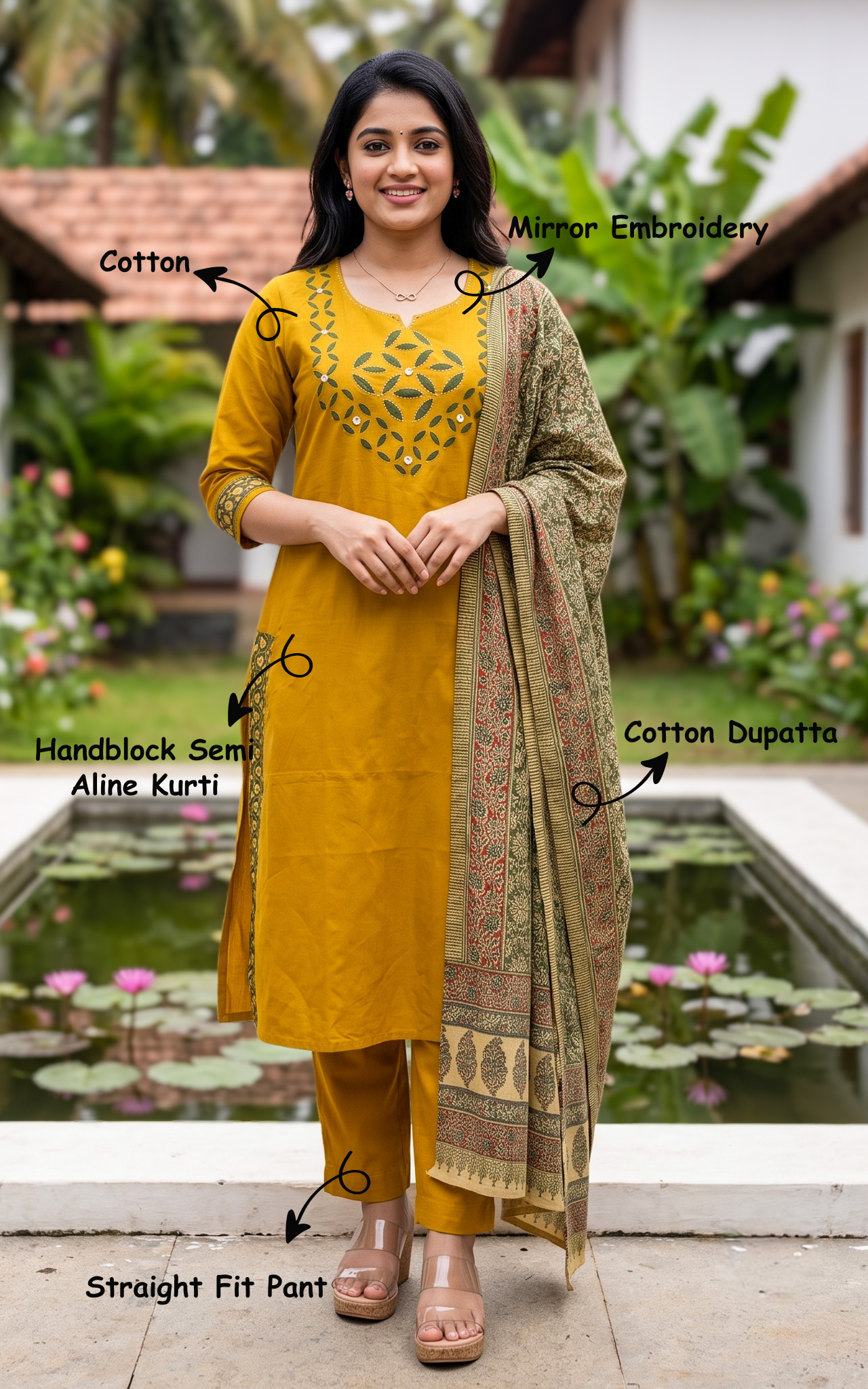Nirosha Handblock (Kurti+Pant+Dupatta)