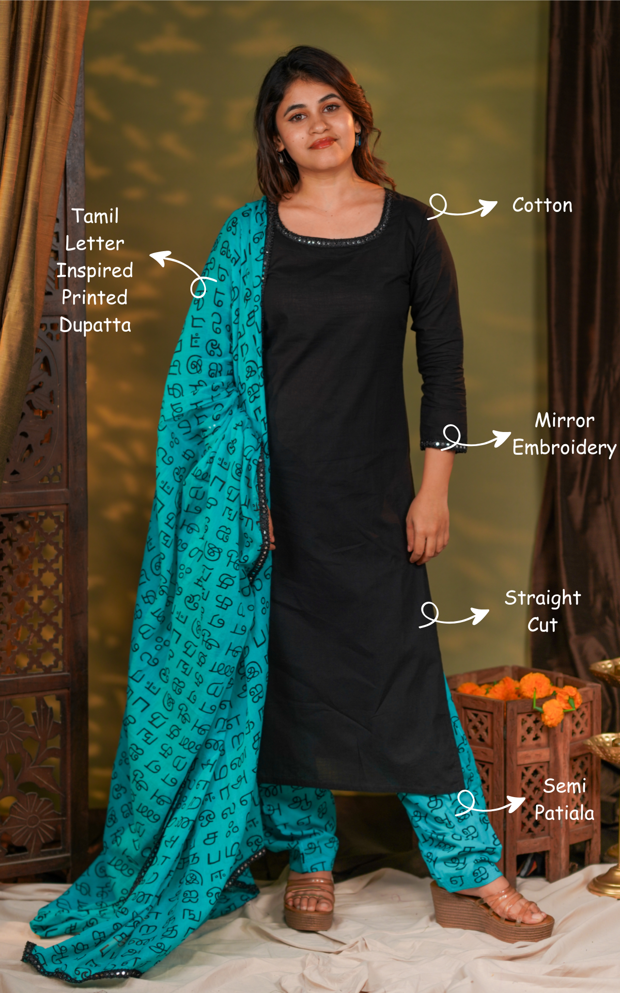 Movie recreation kurti inspired by Nayanthara’s elegant look in Idhu Kadhirvelan Kaadhal