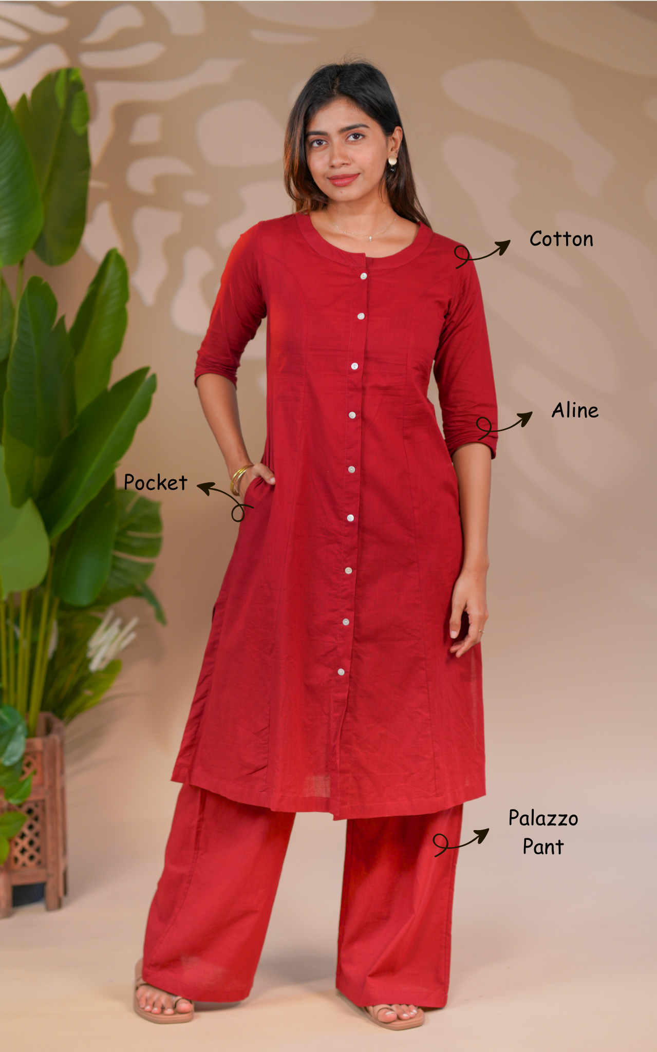 Cotton Aline kurti with palazzo pant sets