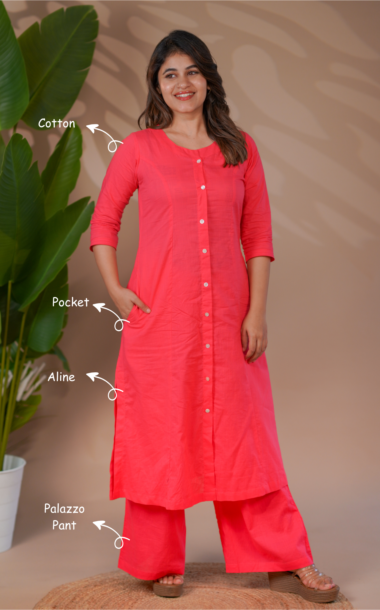 Cotton Aline kurti with palazzo sets