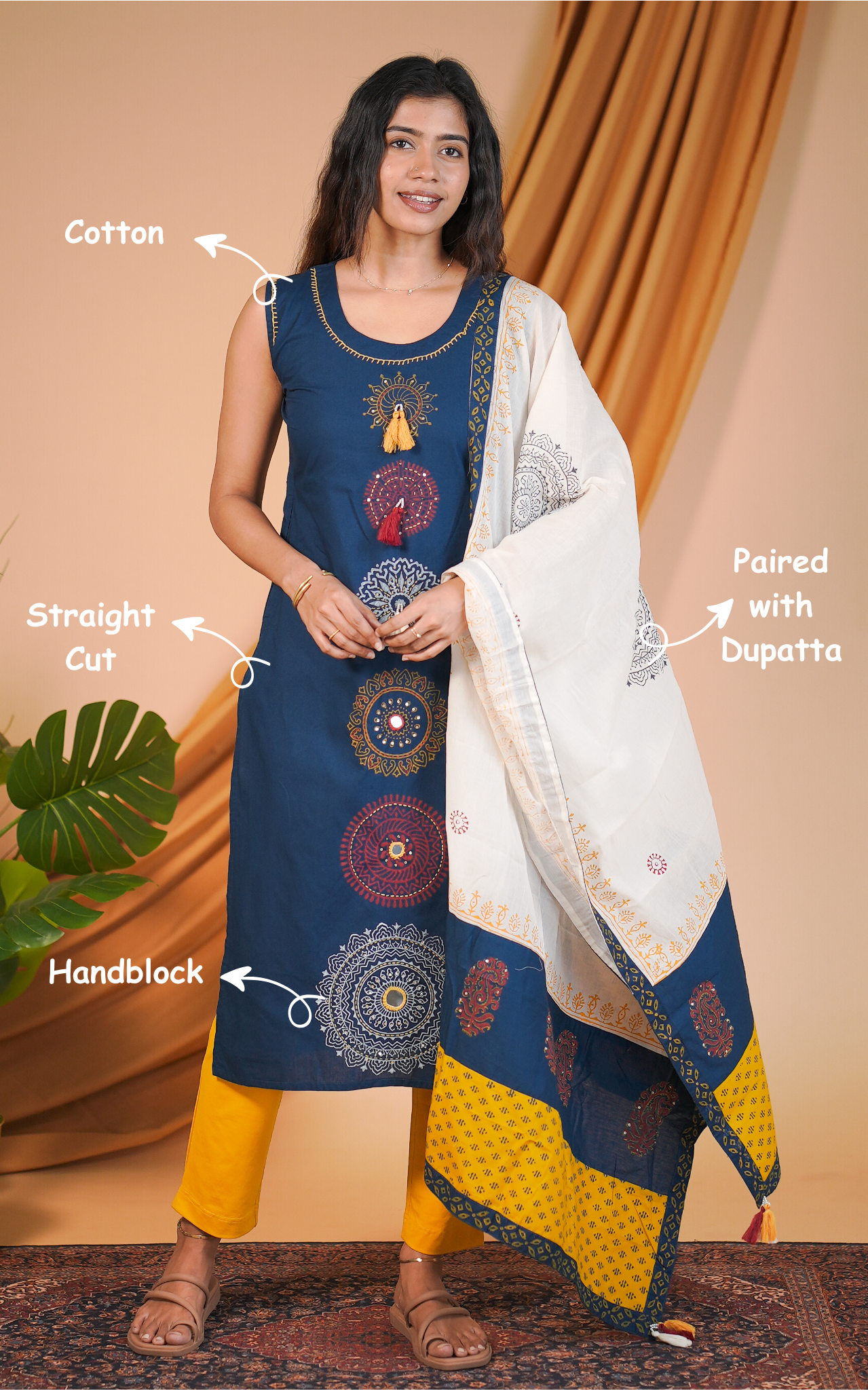 Aurumaya C Handblock (Kurti+Dupatta)