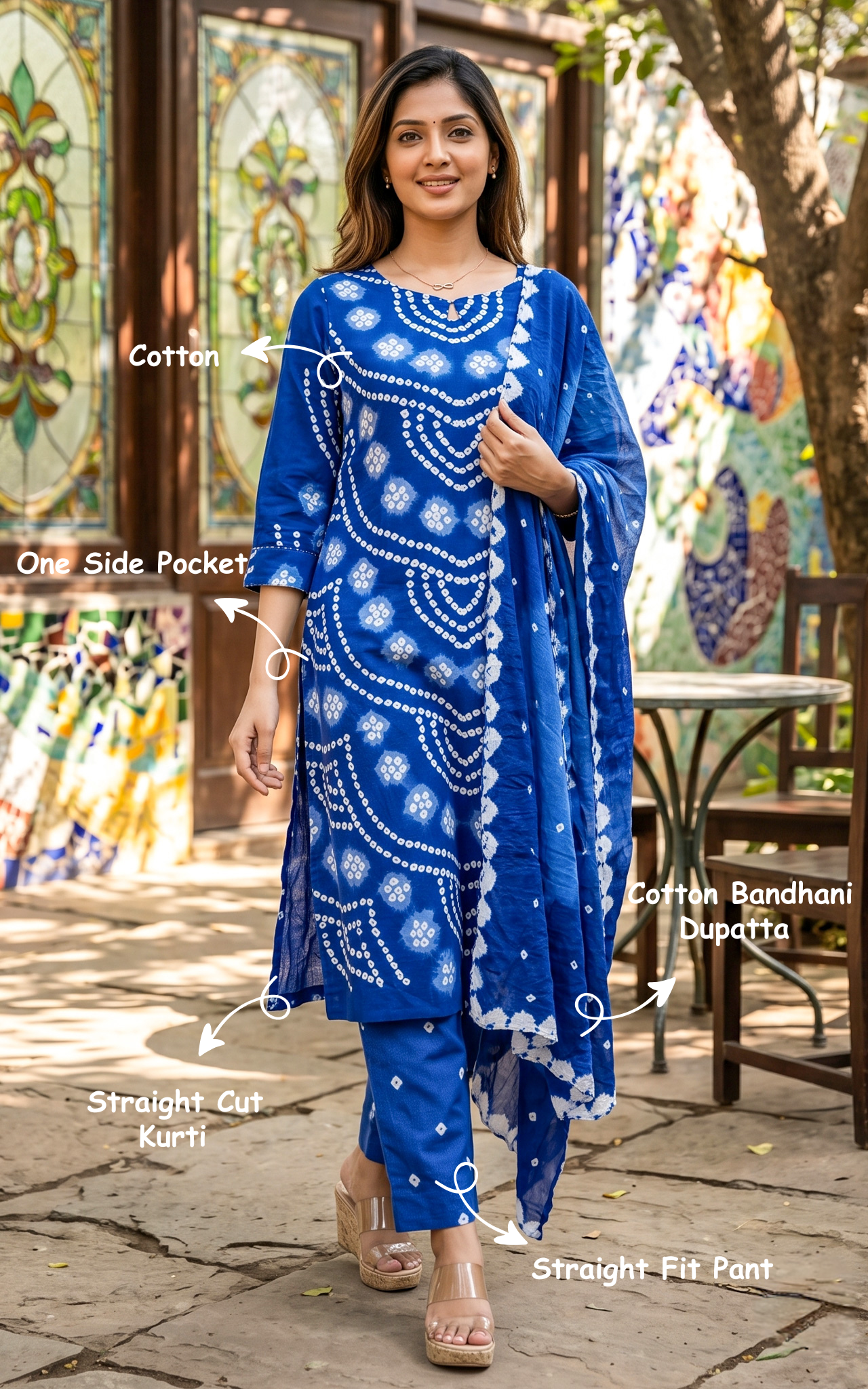 Rithushka Royal Blue (Kurti+Pant+Dupatta)