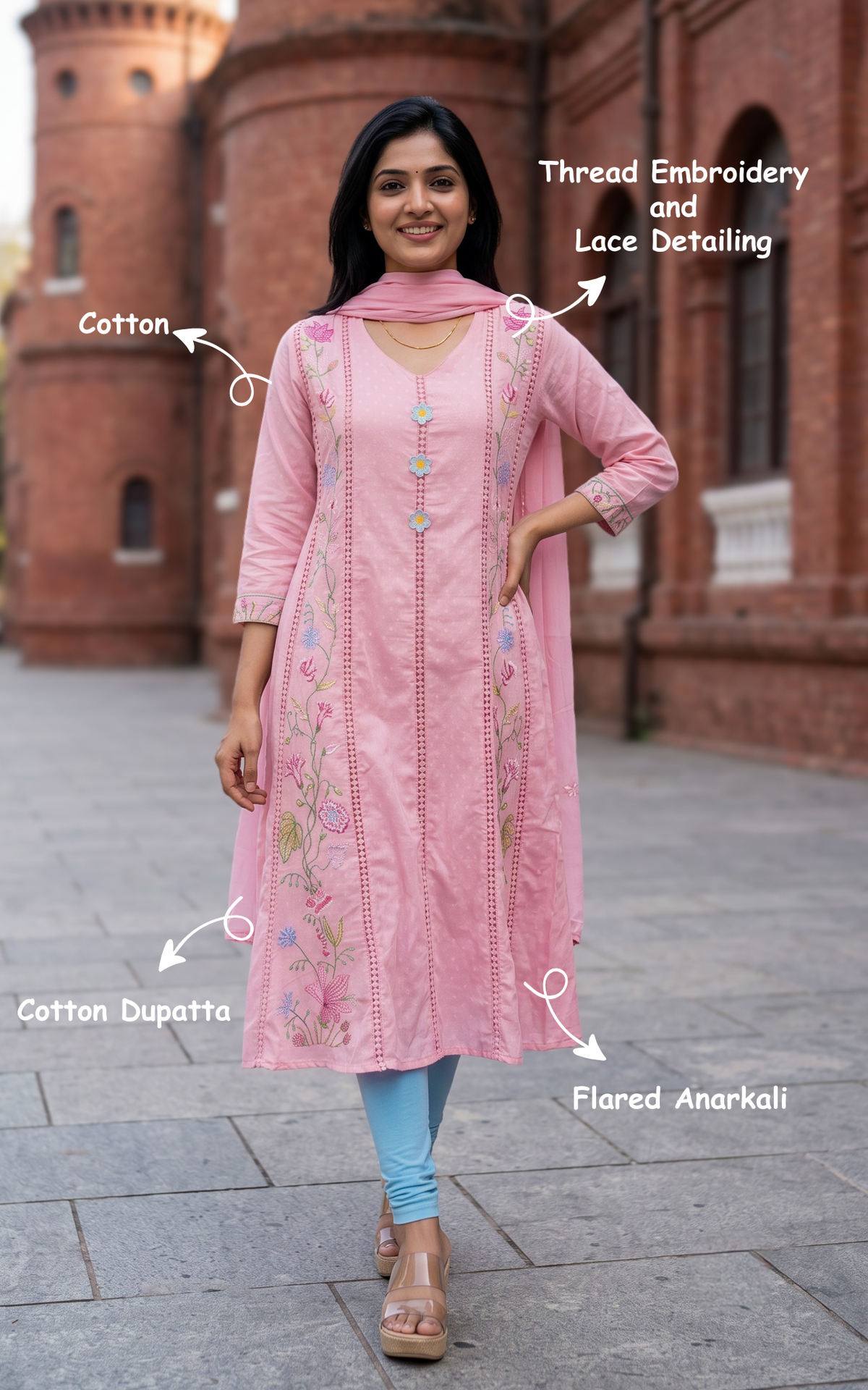 Isaiyazhini Pastel Pink (Kurti+Dupatta)