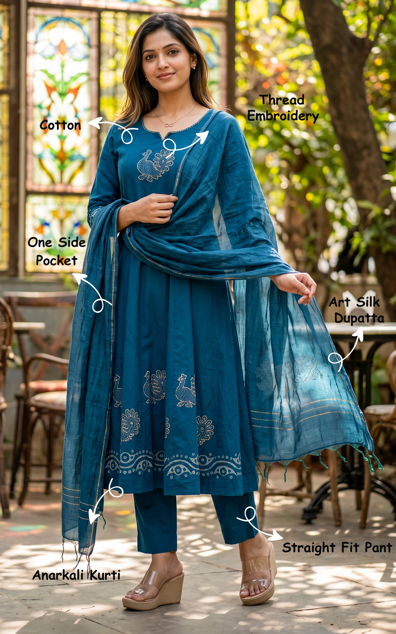 Radhimeena Handblock (Kurti+Pant+Dupatta)