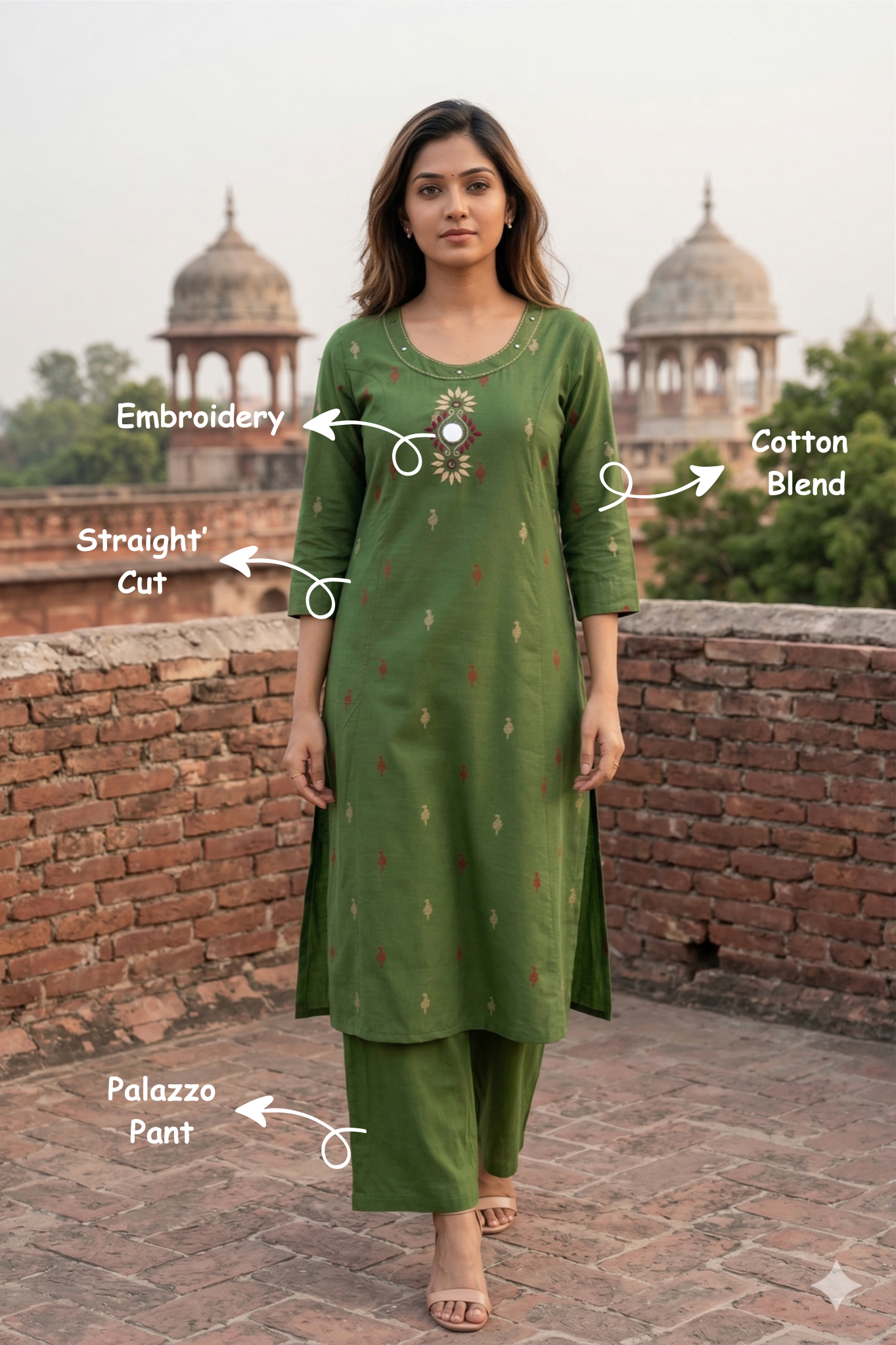 Senbagam Green (Kurti+Pant)