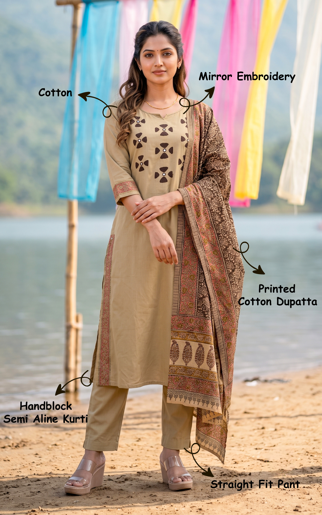 Tharunya Handblock (Kurti+Pant+Dupatta)