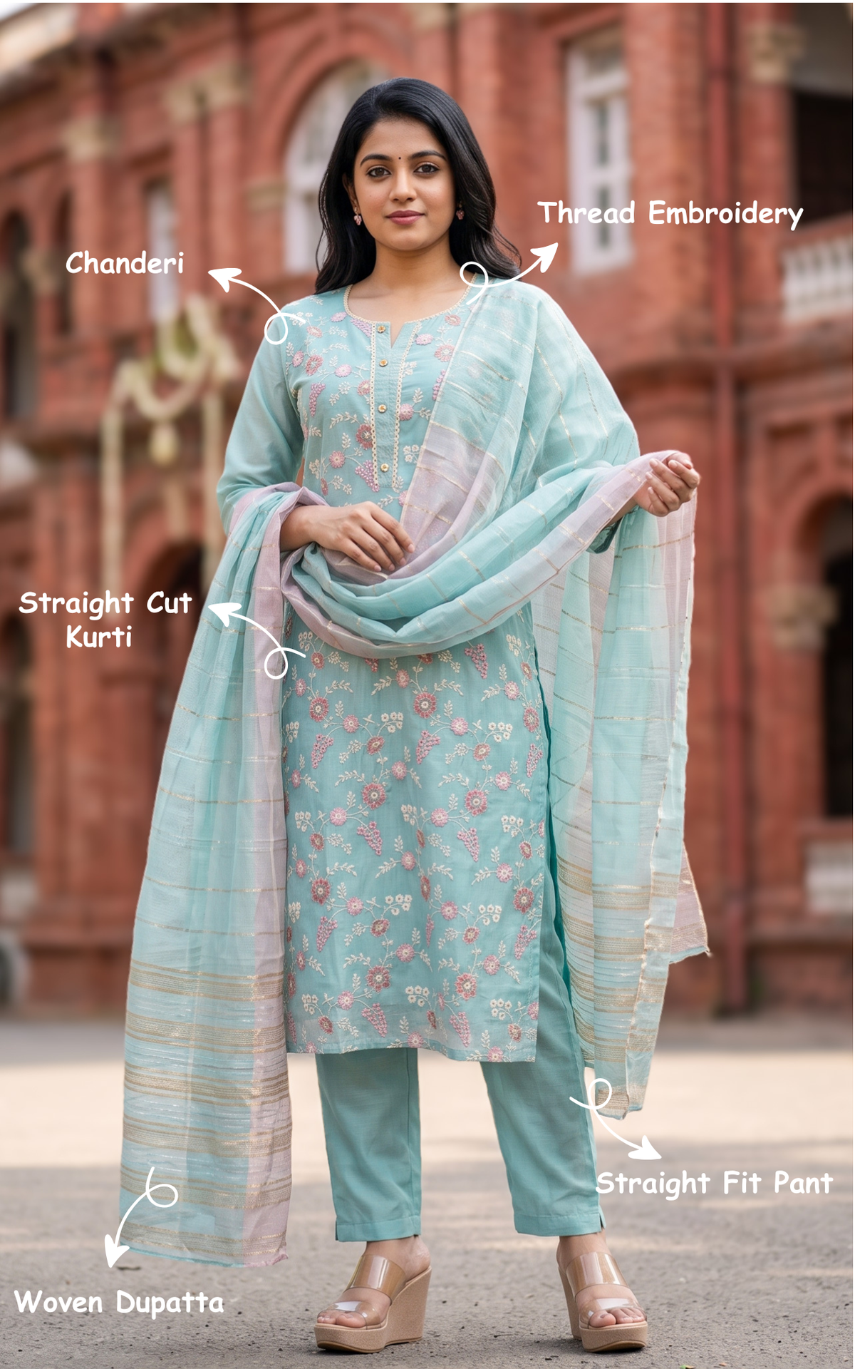 Instore – Rushika Kurti Pant Dupatta Set for Women – Cotton – Printed – Ethnic Wear