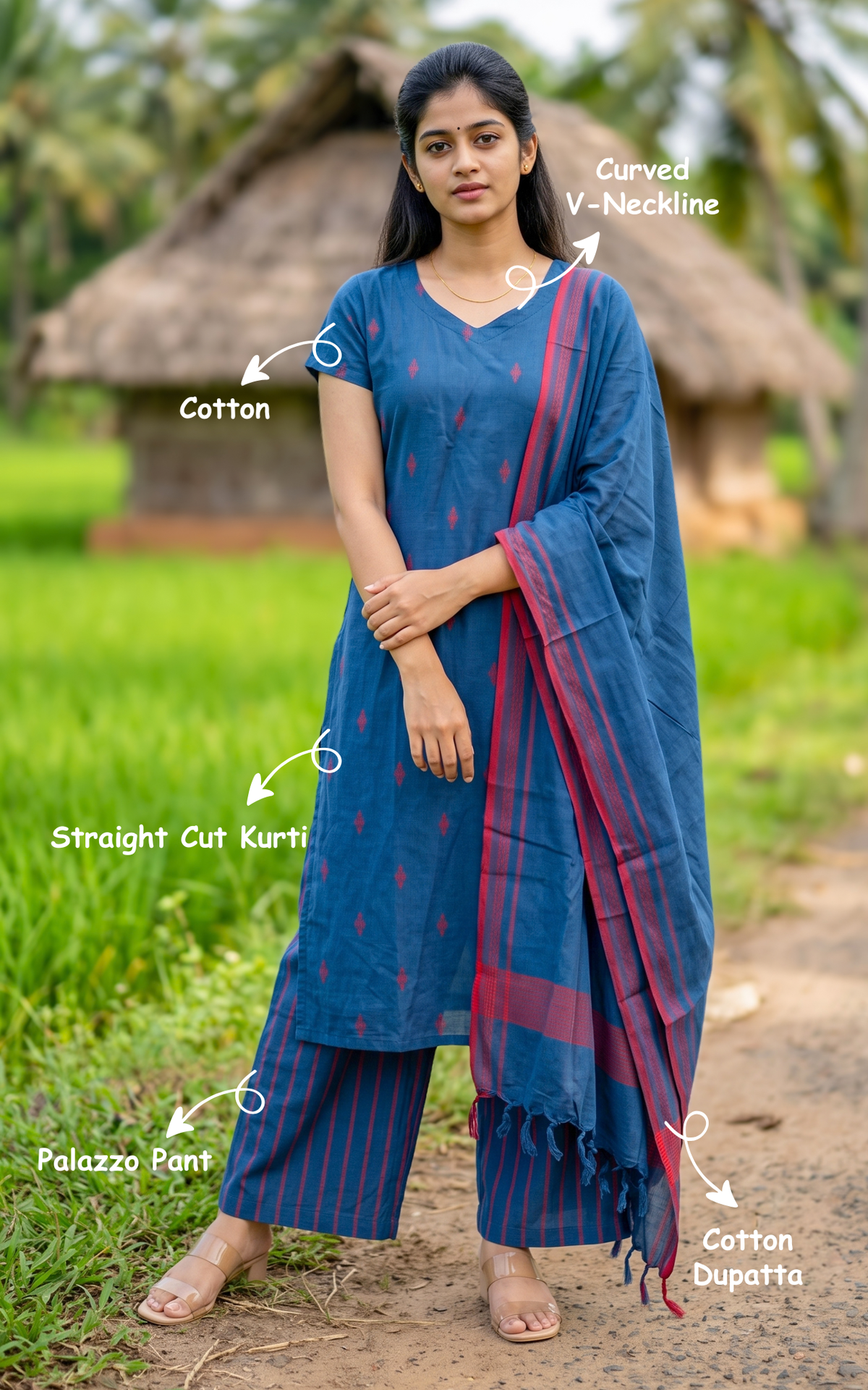 Raji Blue (Kurti+Pant+Dupatta)