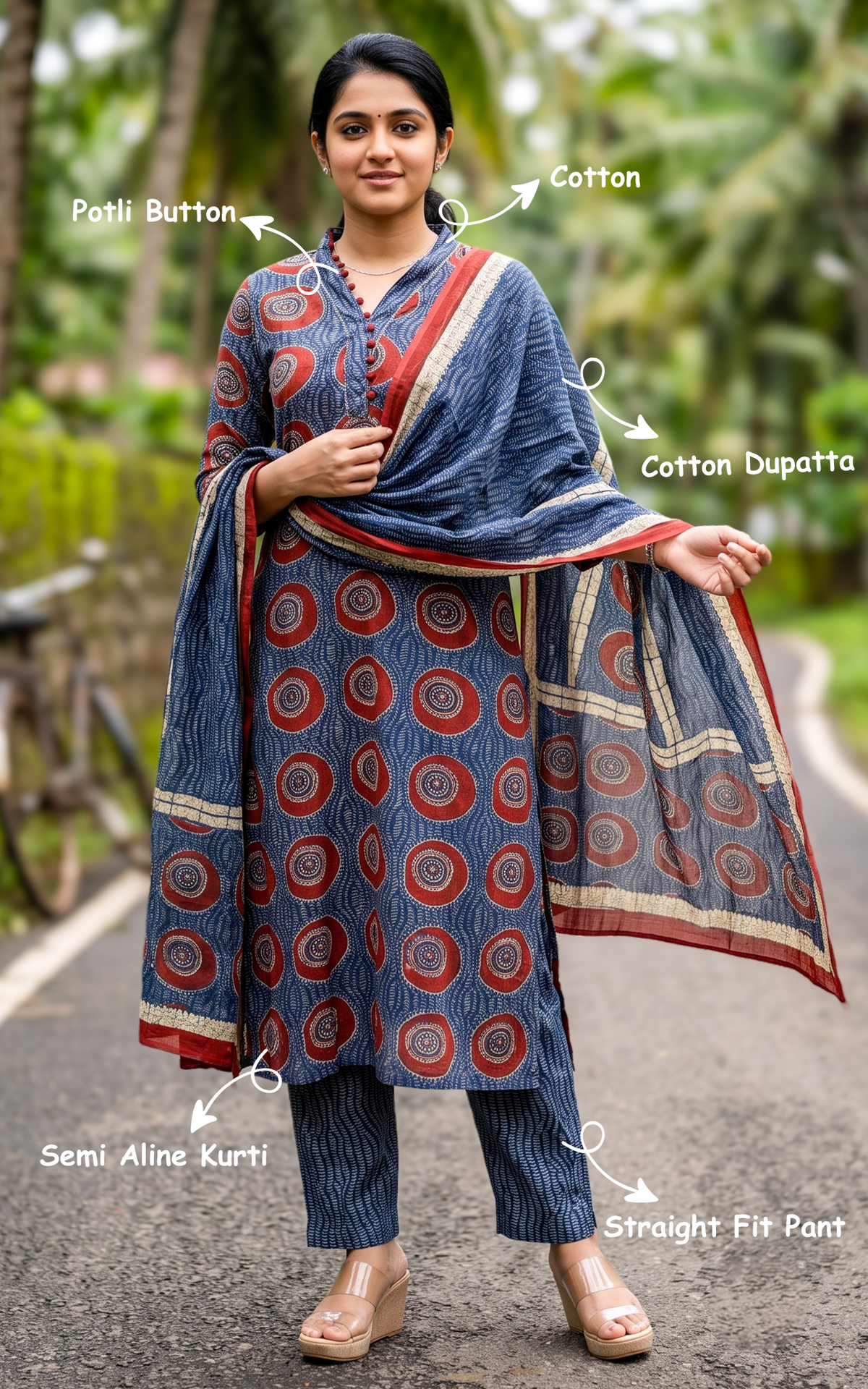 Shivani Blue (Kurti+Pant+Dupatta)