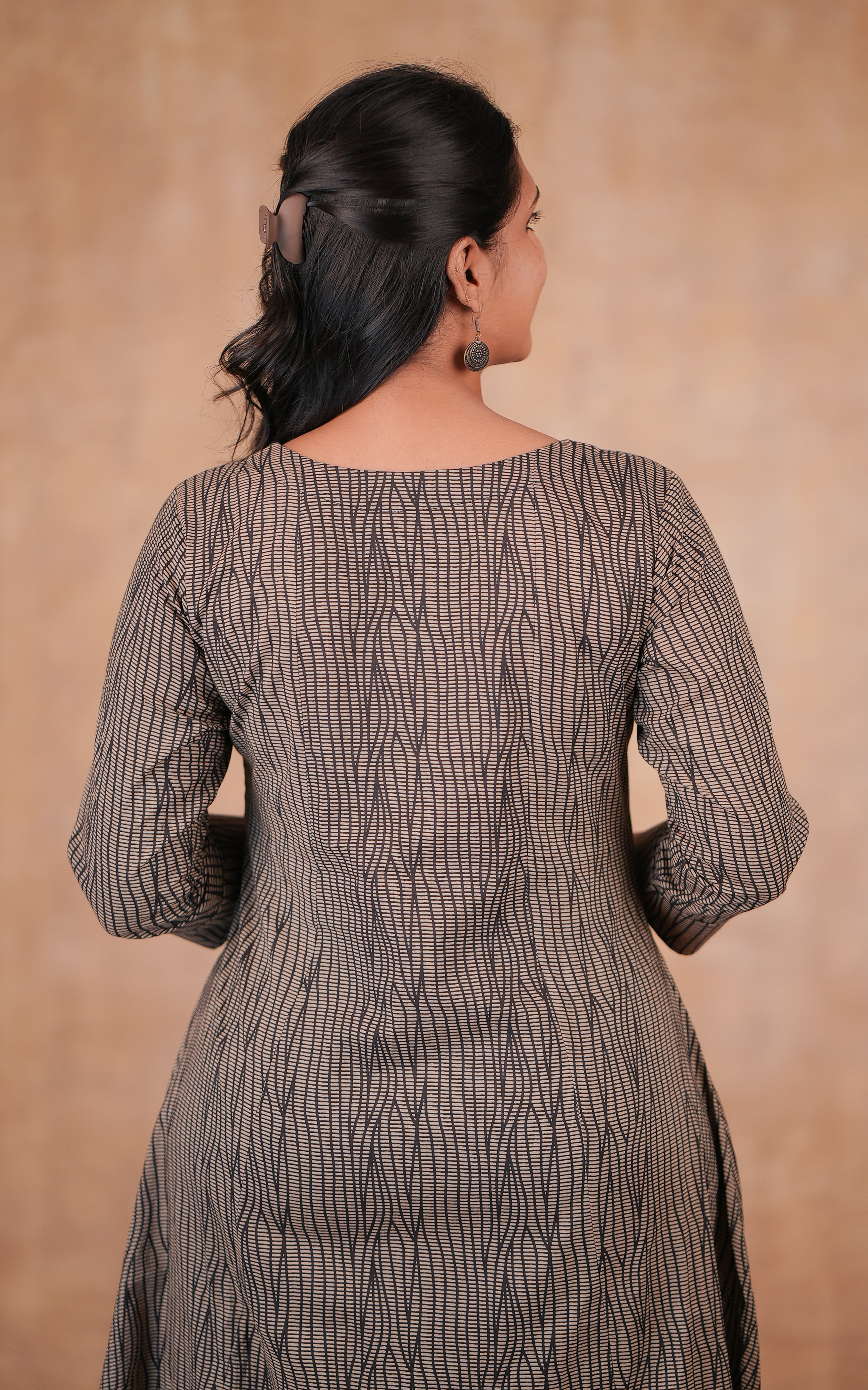 Casual wear black cotton Aline kurti for women