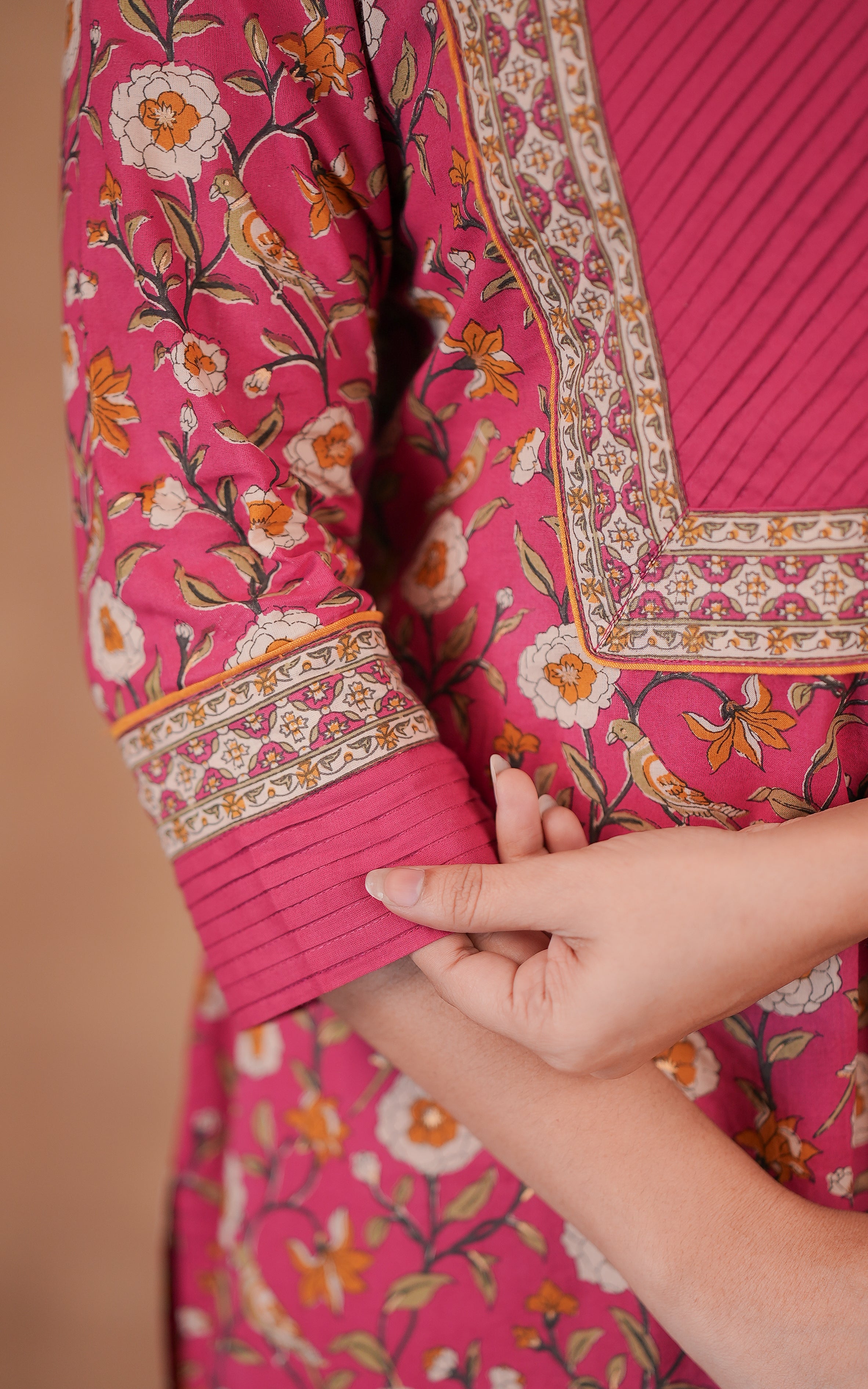 Deep Pink Cotton Straight Cut Kurti For Women