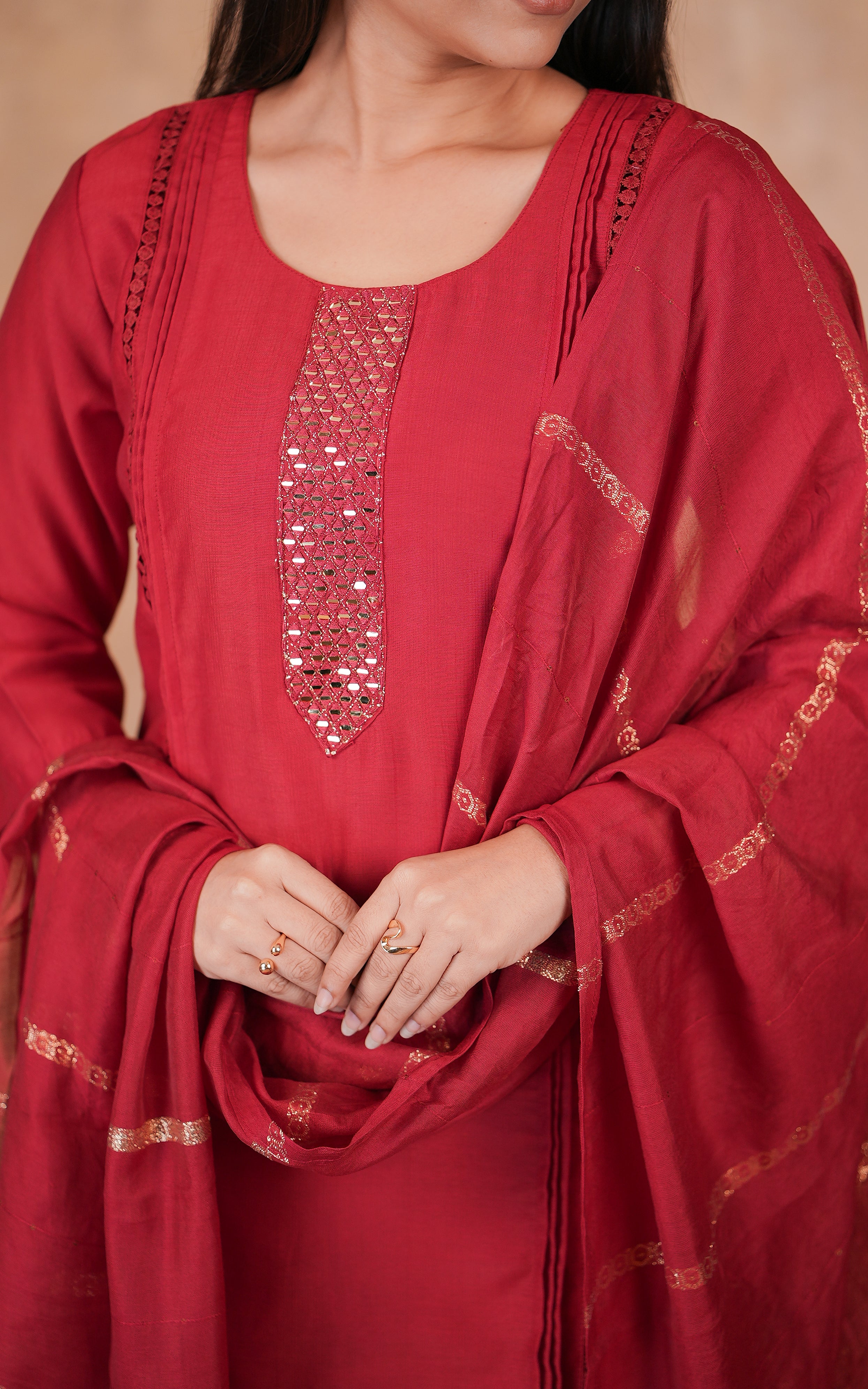 Straight Cut Semi Silk Kurti Set For Women