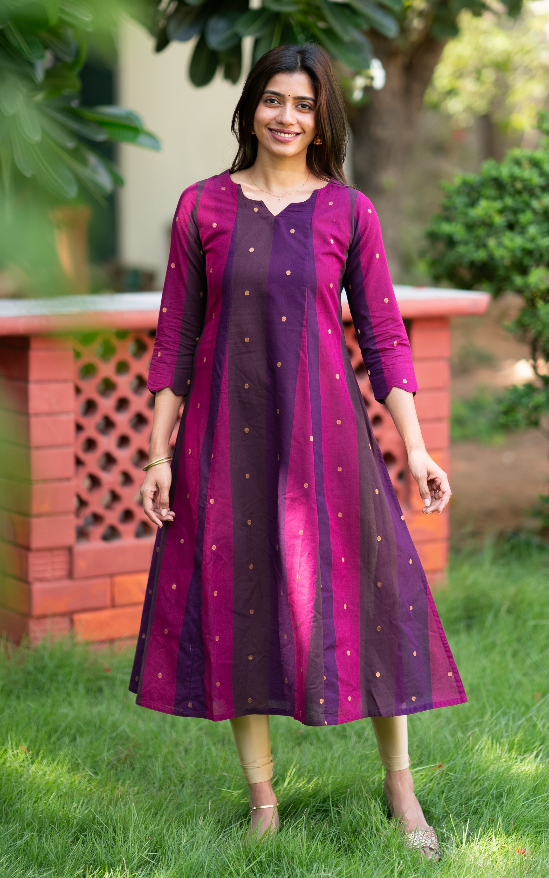 Multicolor South Cotton Office Wear Aline Kurti for Women