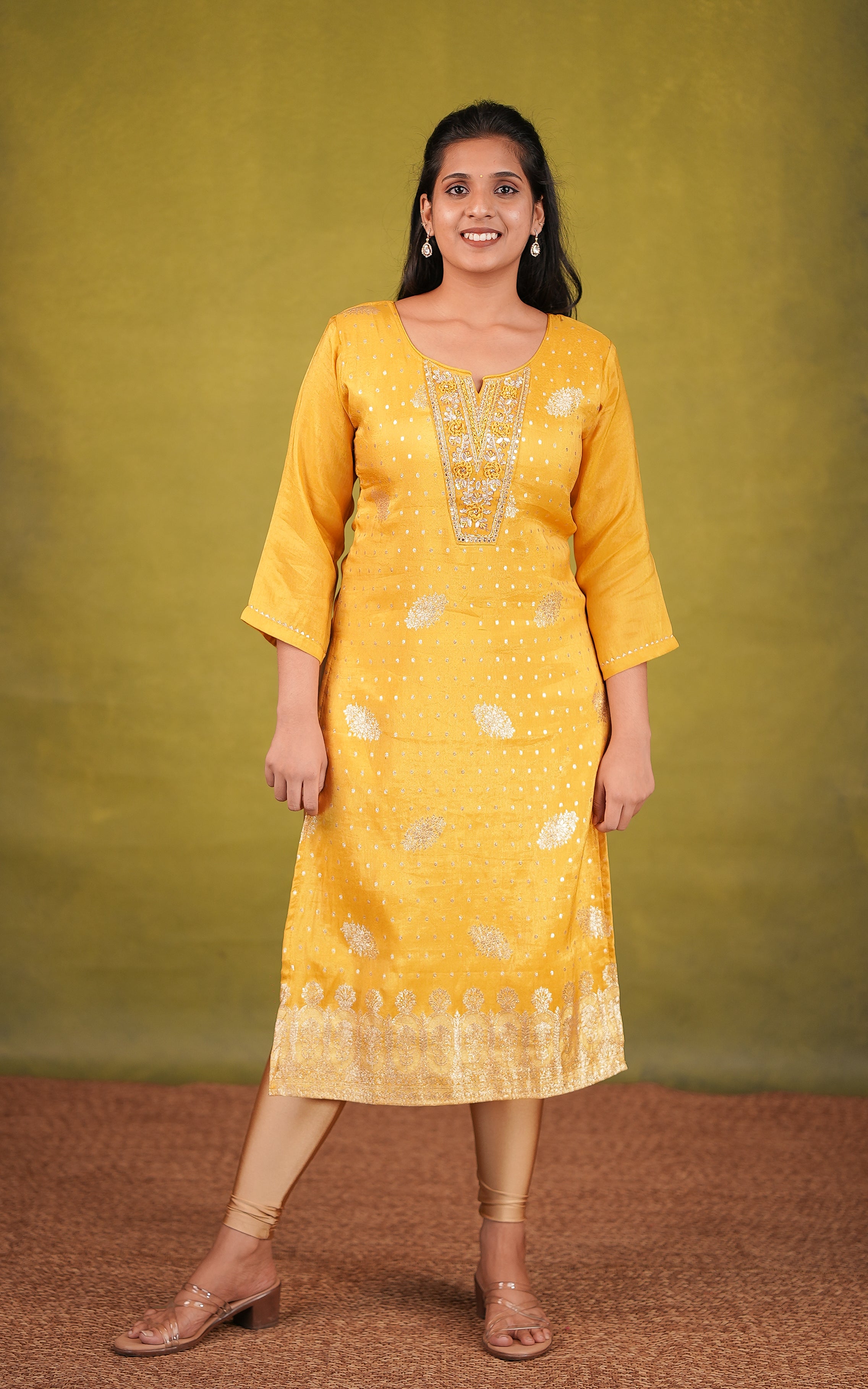 Elegant art silk straight cut kurti for women