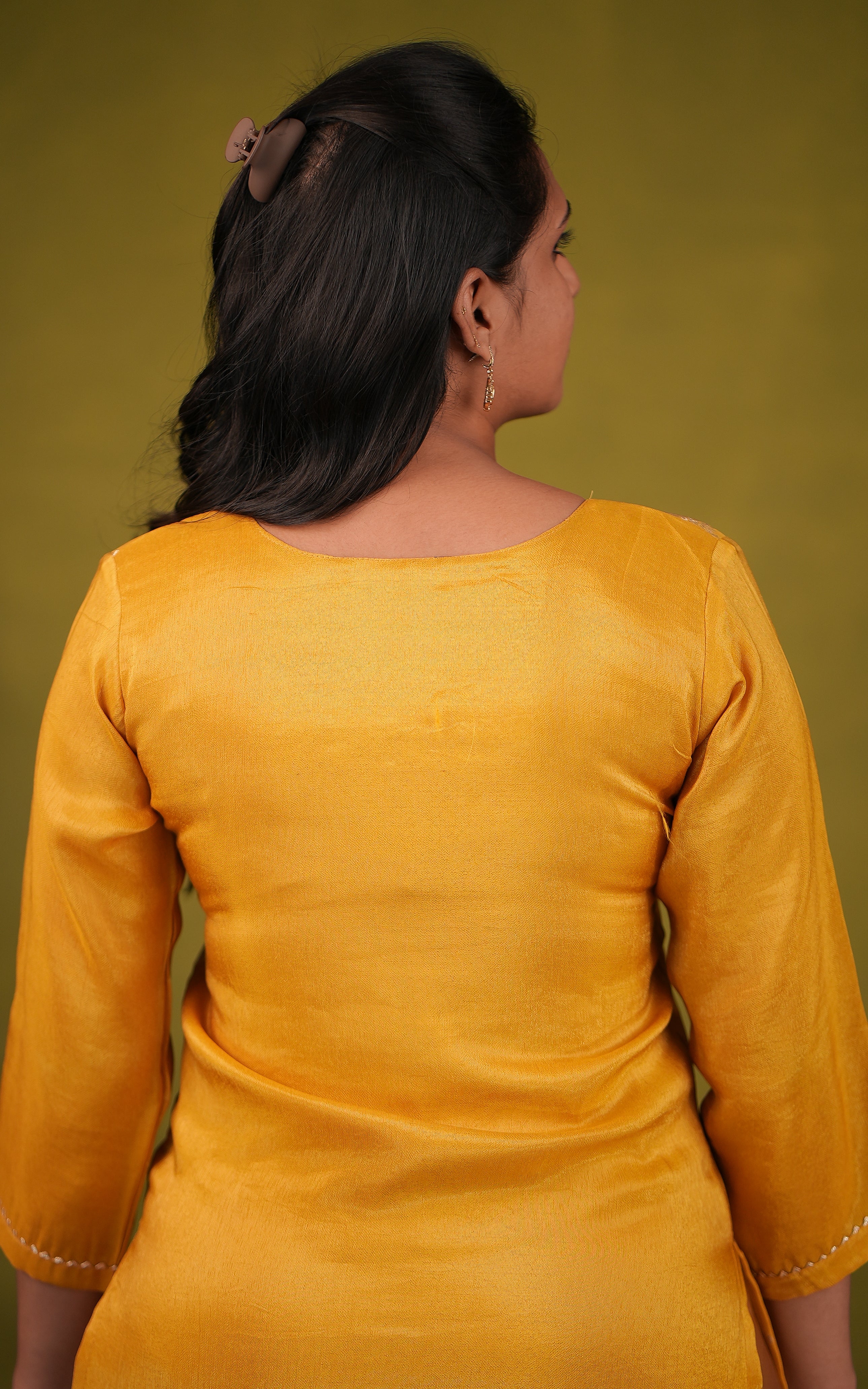 College wear yellow straight cut kurti for women