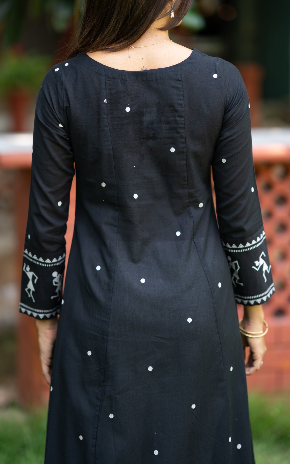Black Cotton Aline Kurti with Cotton Dupatta for Women