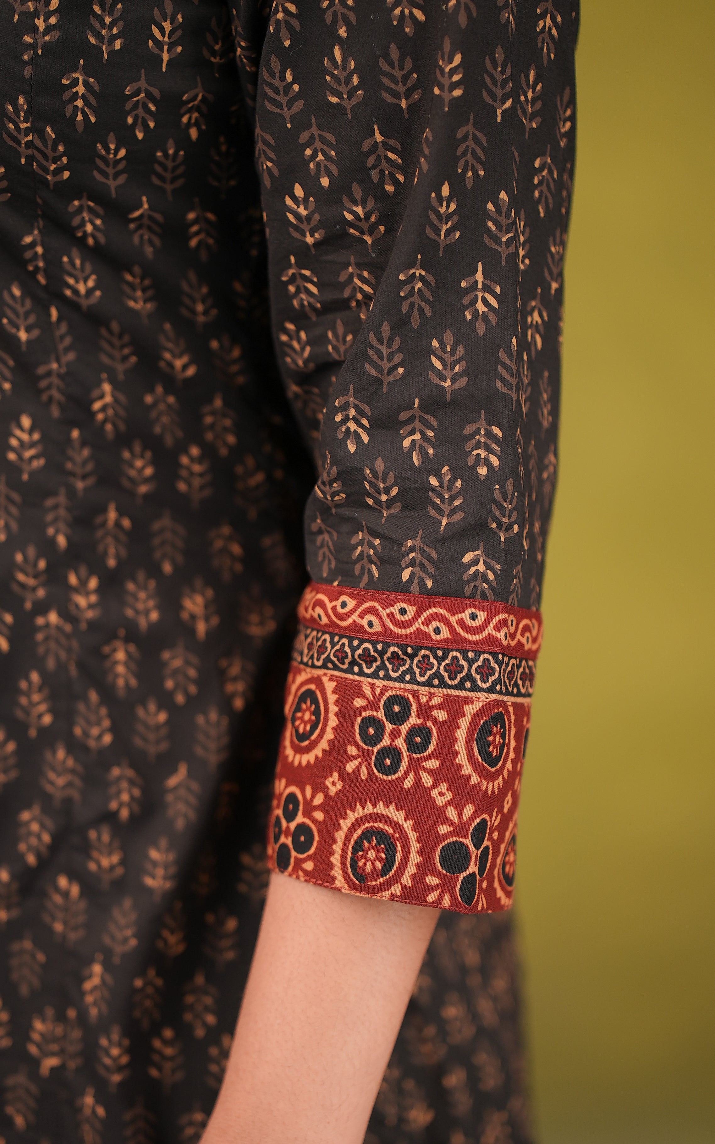 Casual wear black cotton Aline kurti for women