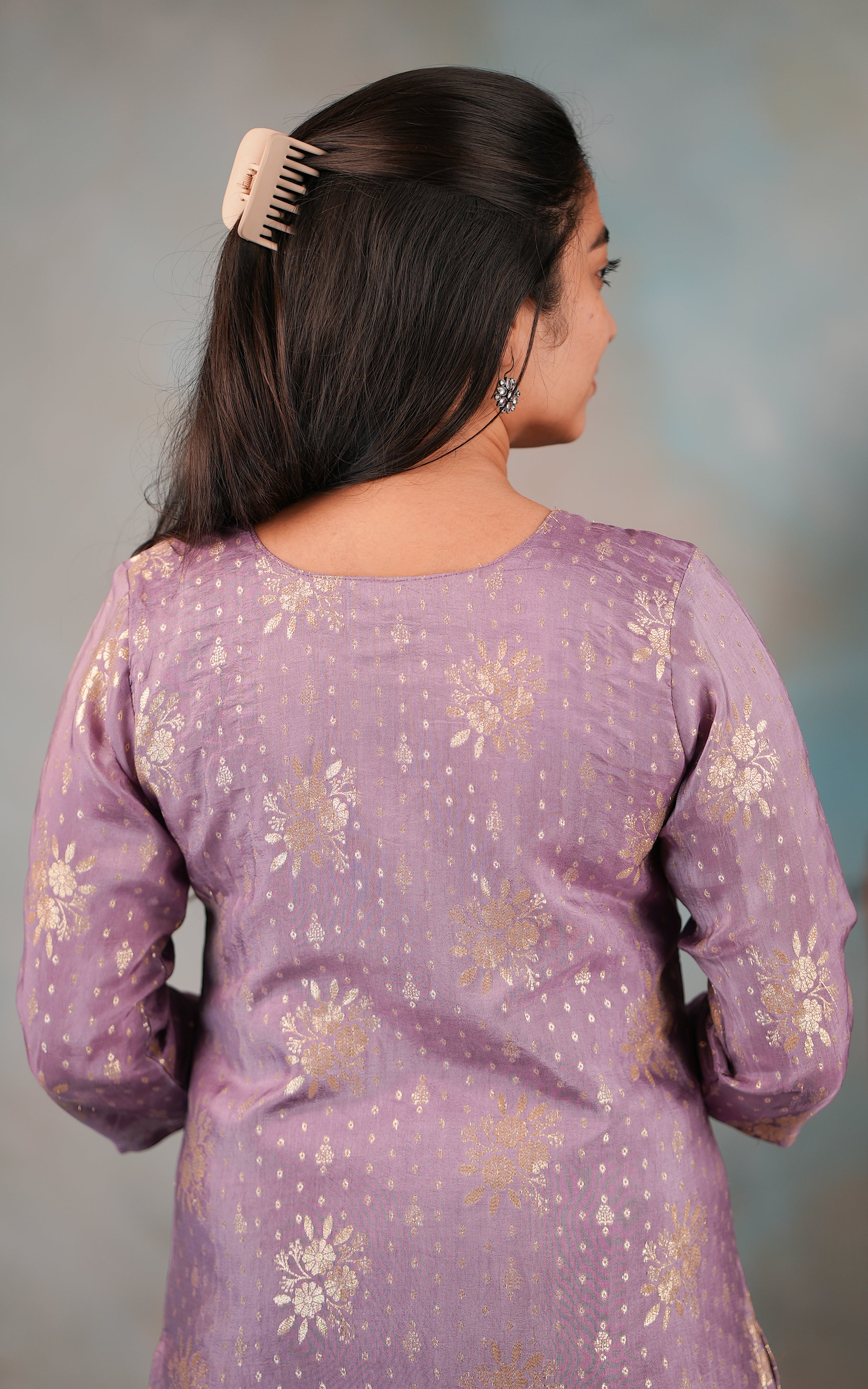 Art silk side slit kurti with dupatta for women