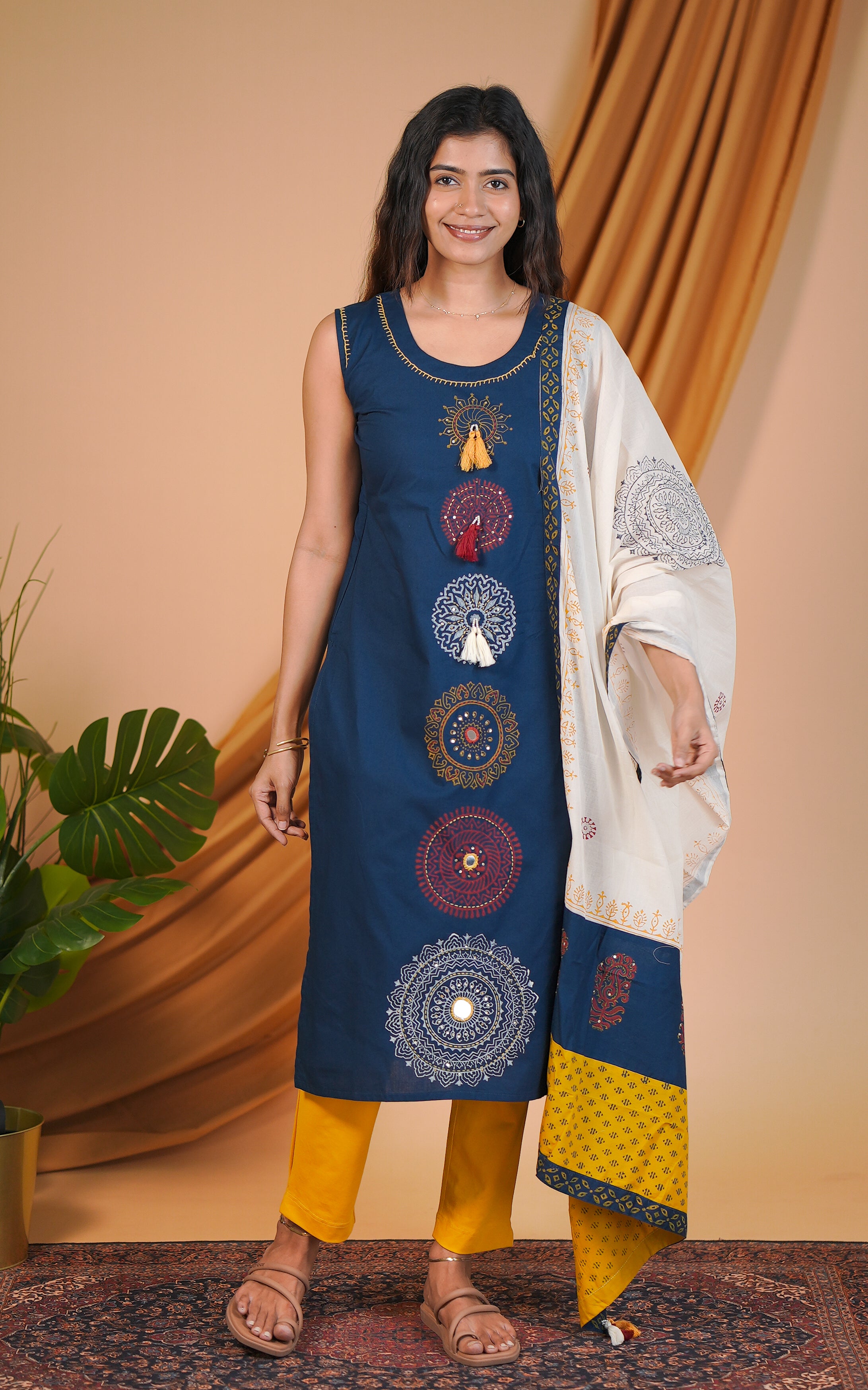 Handblock printed cotton kurti for women