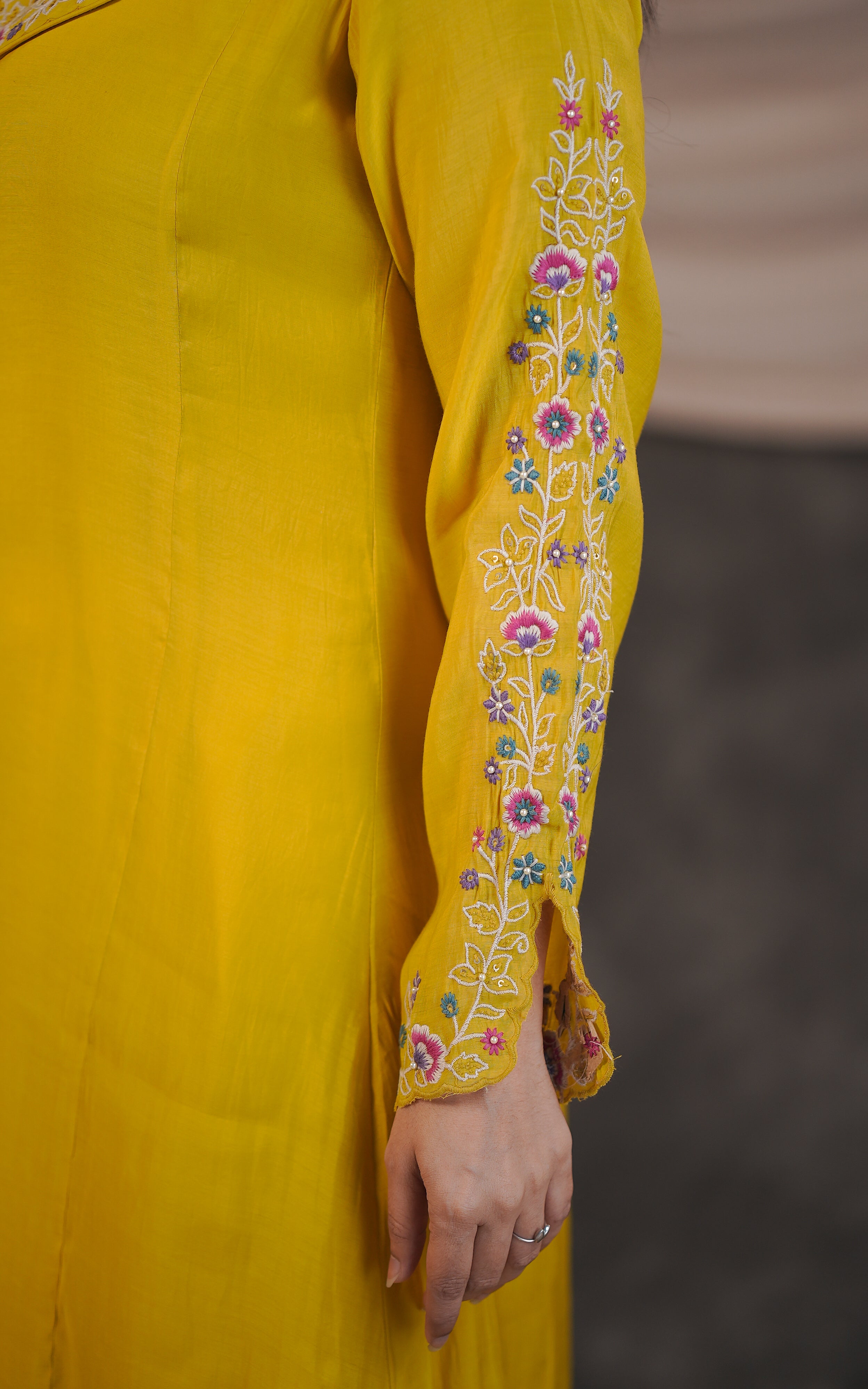 Instore – Lime Yellow Elakkiyam Kurti with Dupatta for Women – Art Silk – Festive Ethnic Wear